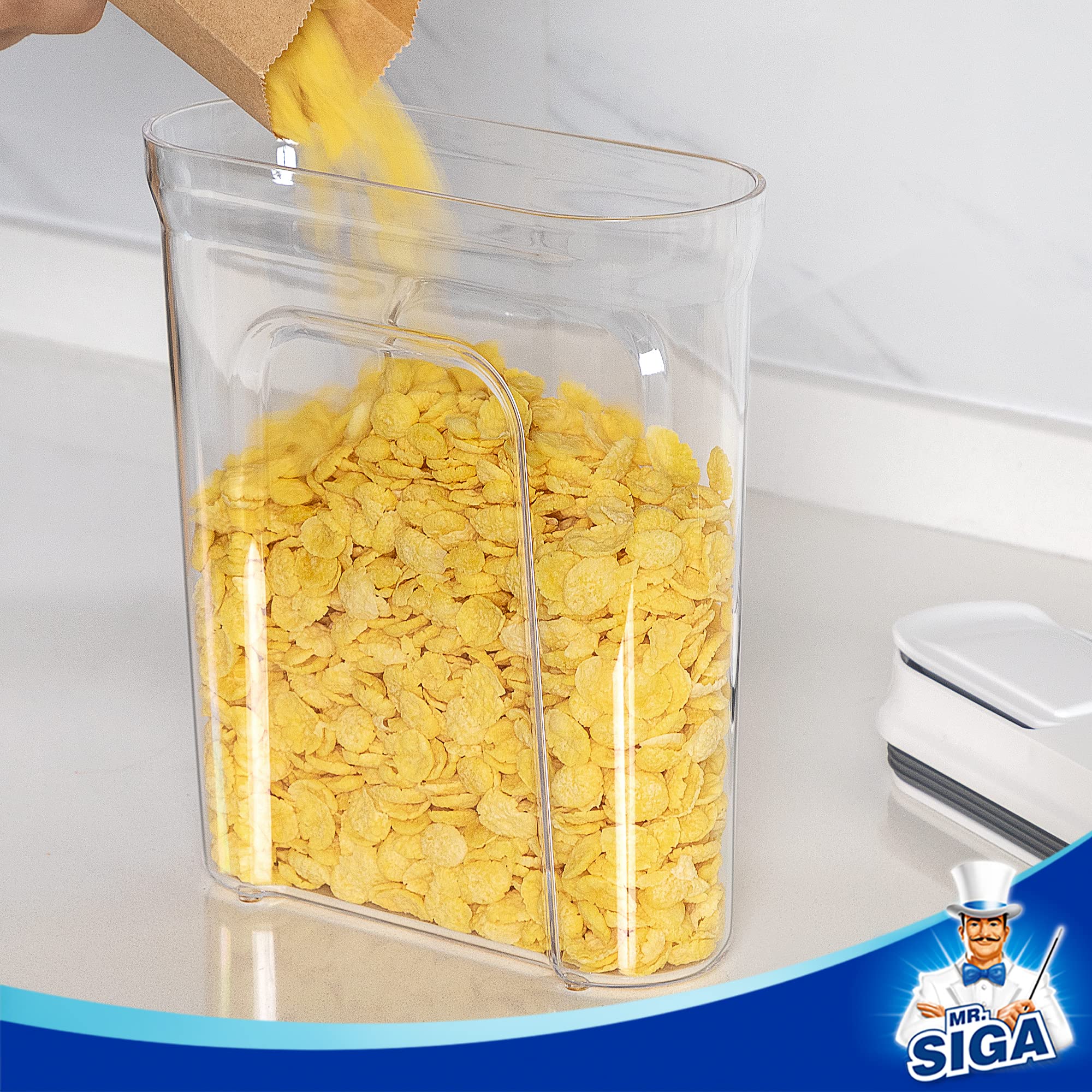 Mr.Siga 2 Pack Airtight Cereal Dispenser Set, Cereal Containers Storage Dispenser, Bpa Free, 1.6 L / 1.69 Qt, Large, White