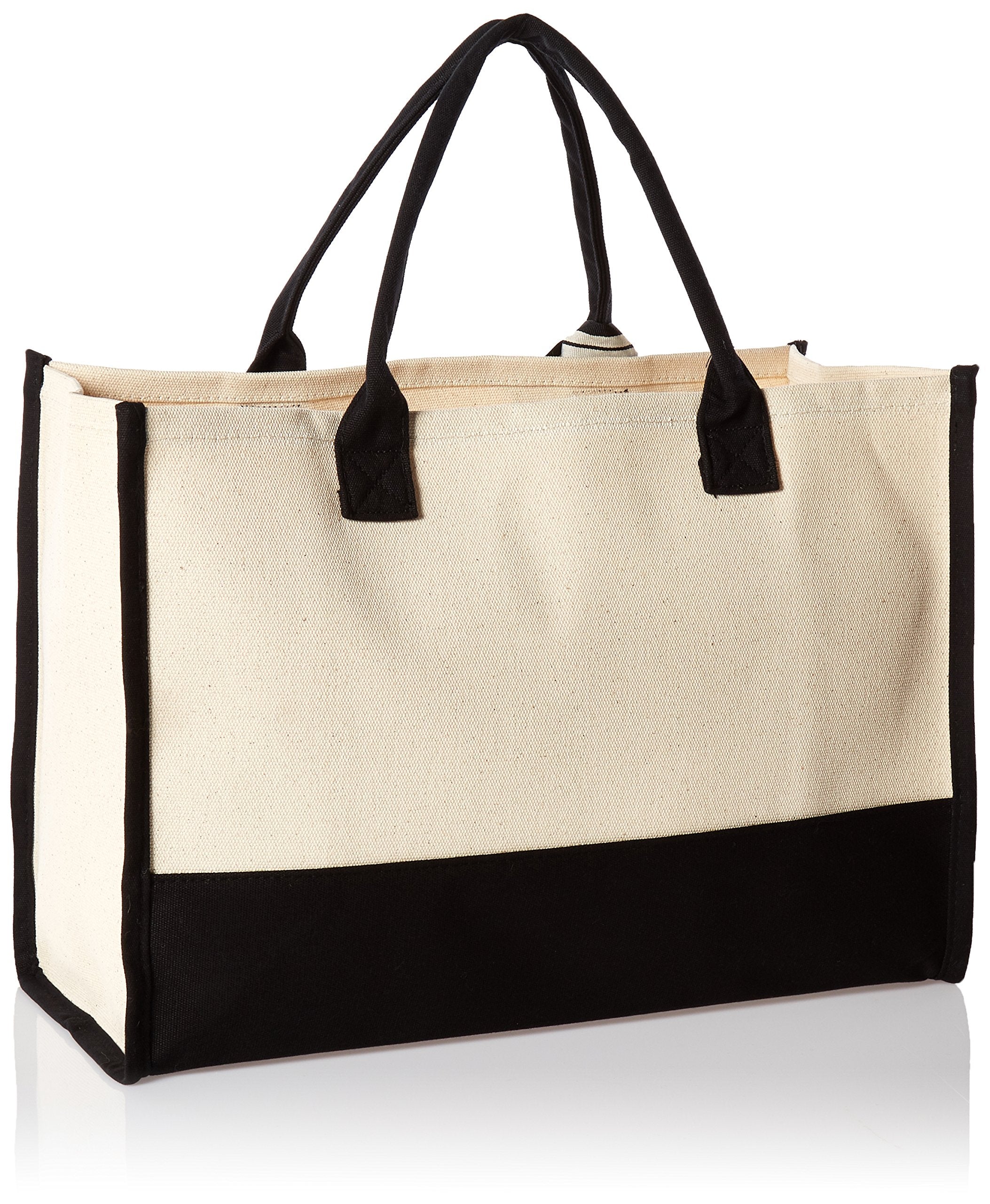 Mud Pie Classic Black And White Canvas Tote Bag, Bride, 17 X 19 X 2