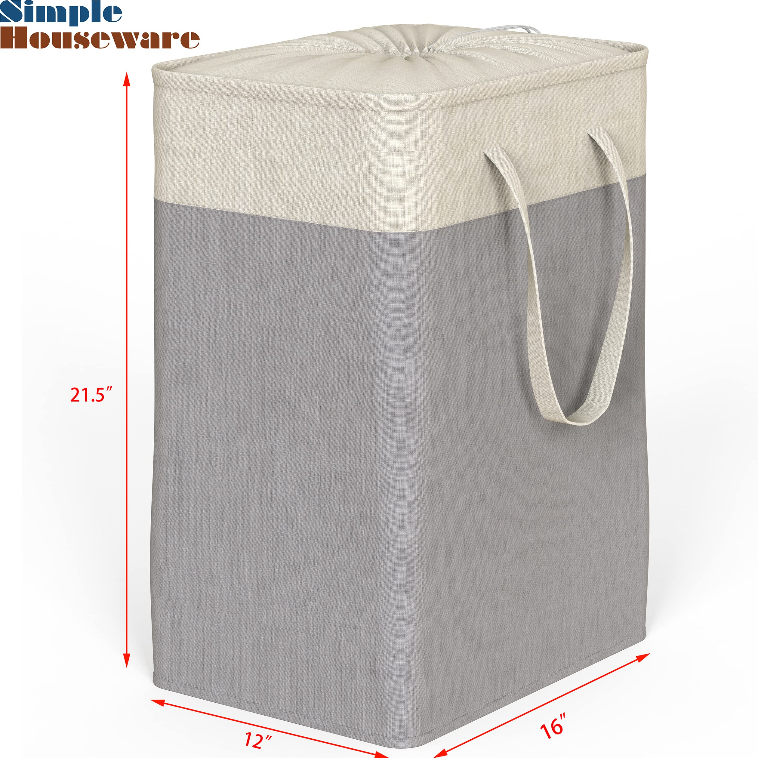 Simplehouseware Rectangle Terylene Cotton Collapsible Laundry Hamper Basket, Grey