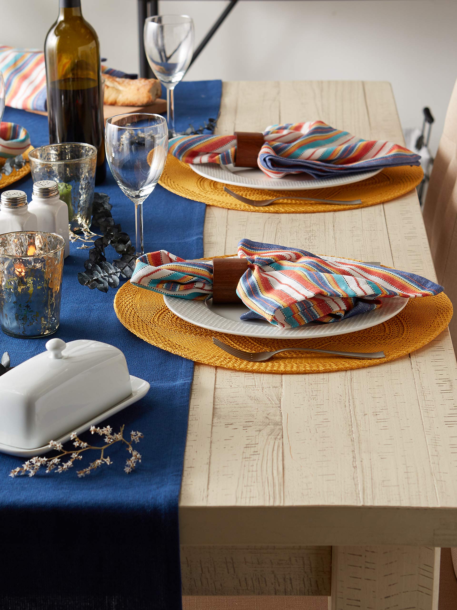 DII Honey Gold Floral Woven Round Placemat (Set of 6)