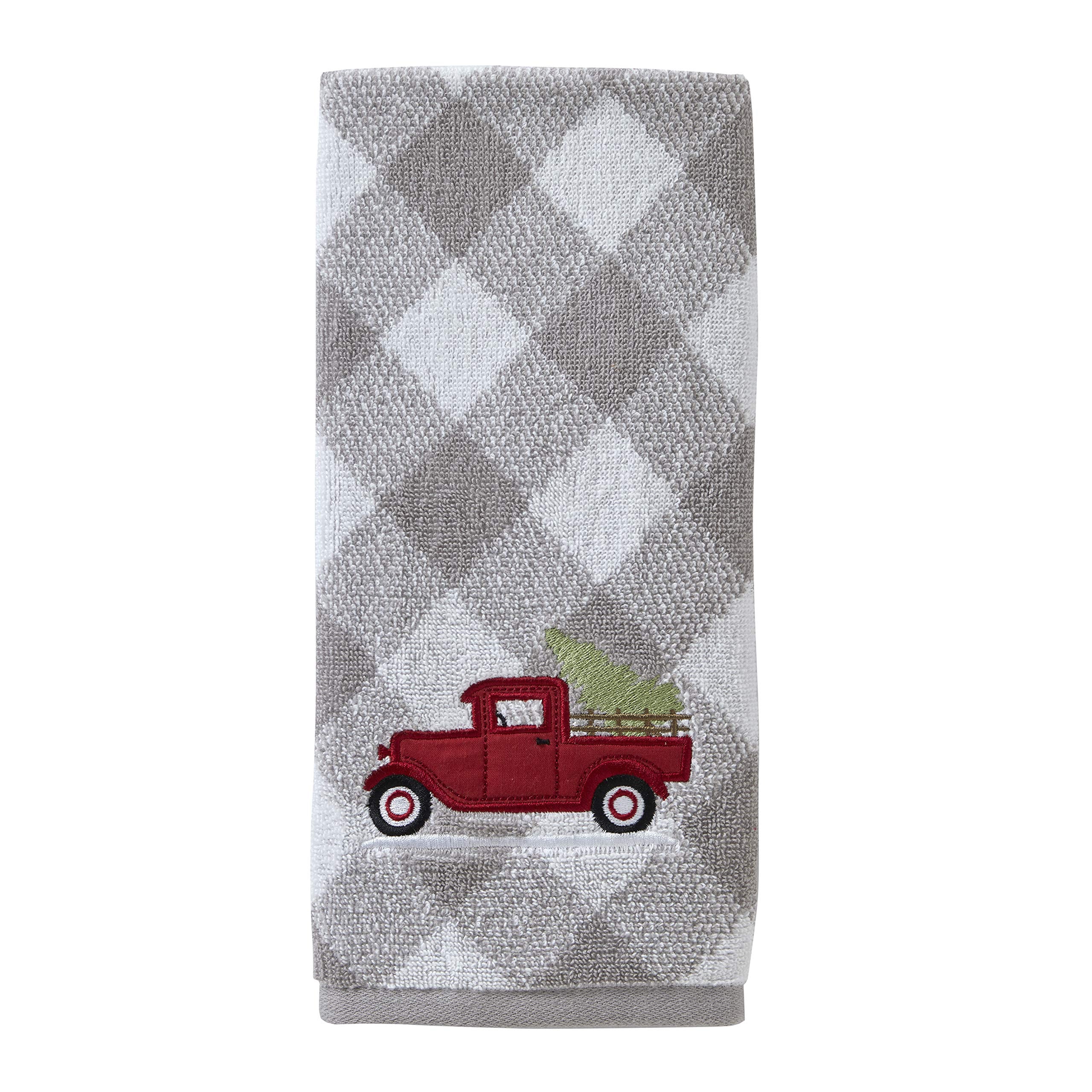 Skl Home Christmas/Winter Farm Truck Hand Towel 2Pc Set For Bath/Kitchen/Bar & Gift, Gray