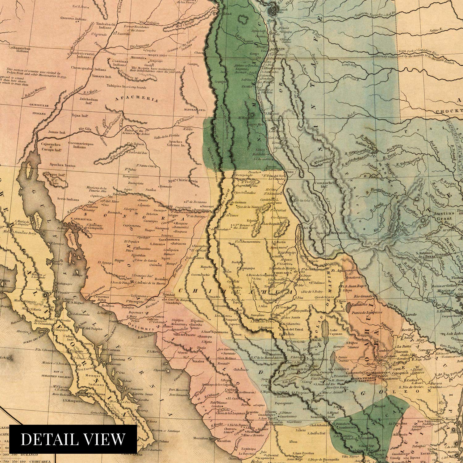 HISTORIX Vintage 1846 Mexico Map Poster - 24x36 Inch Wall Art - Paper, White/Off-White - Historic United States of Mexico Wall Map