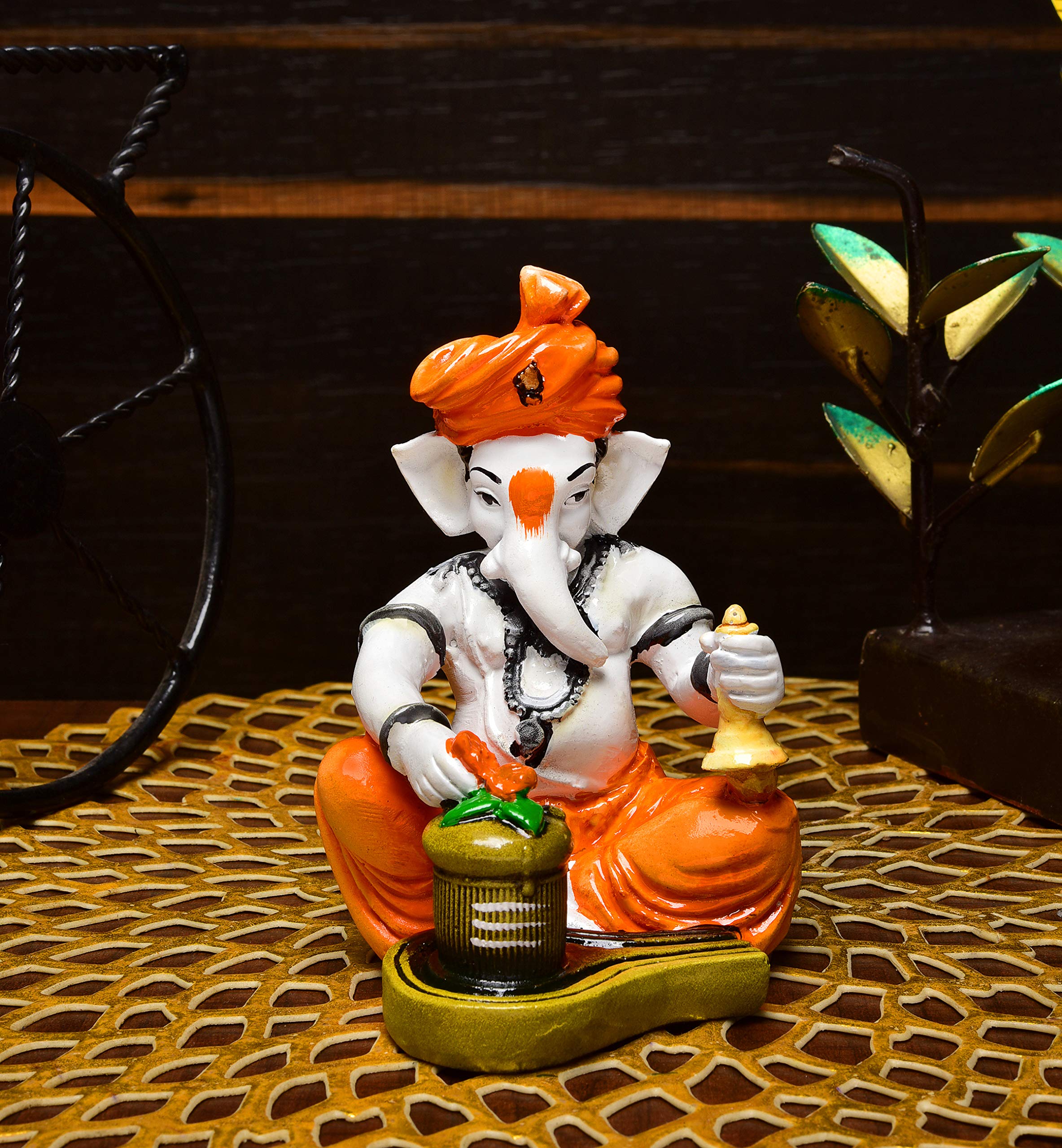 Karigaari India Handcrafted Polyresin Eco Friendly Lord Ganesha Ganpati Idol Figurine | Lord Ganesha Statue for Home Decoration