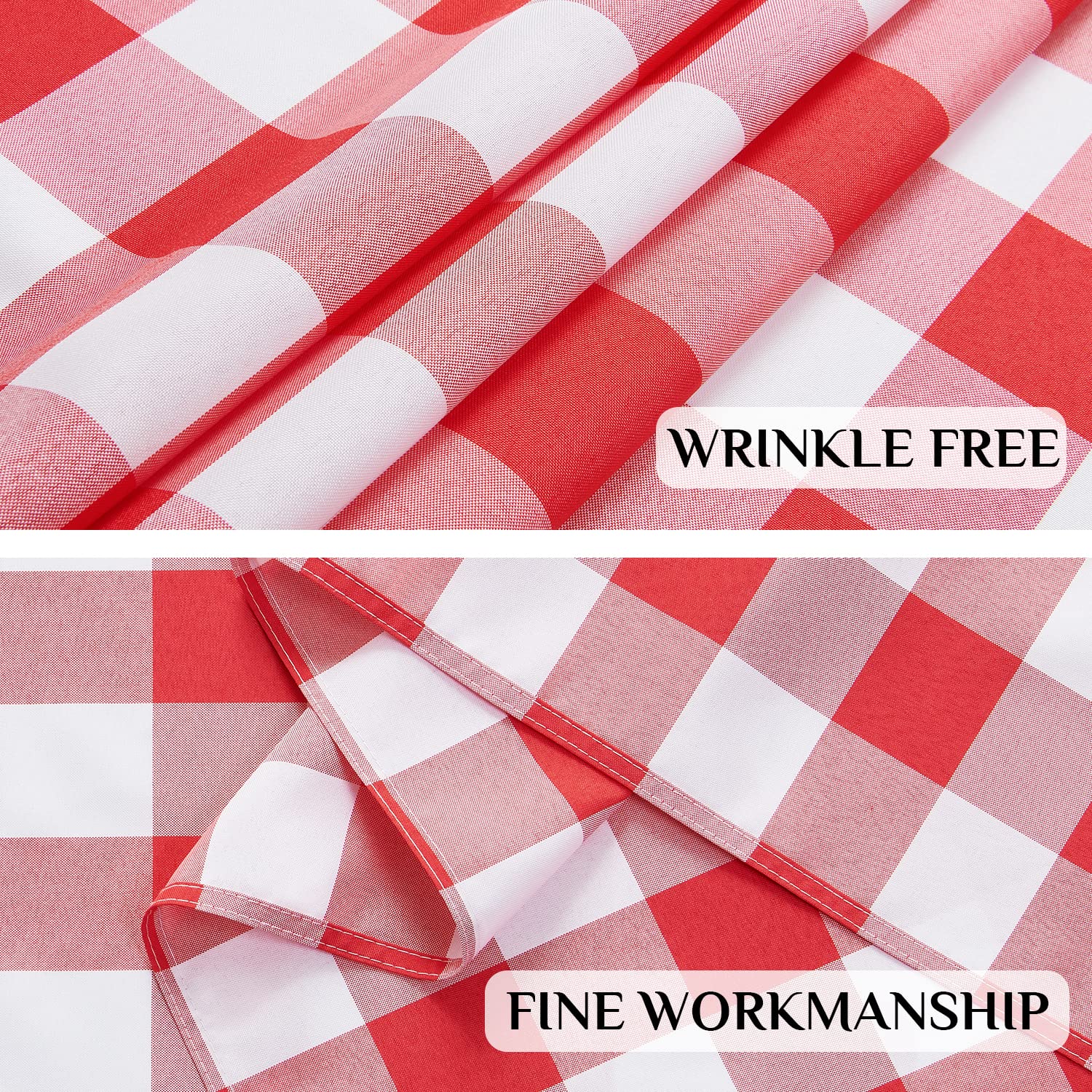 Softalker Christmas Checkered Rectangle Tablecloth - Waterproof Buffalo Plaid Table Cloth Stain Resistant Washable Polyester Table Cover for Holiday/Dining/Party - Red and White  54 x 78 Inch