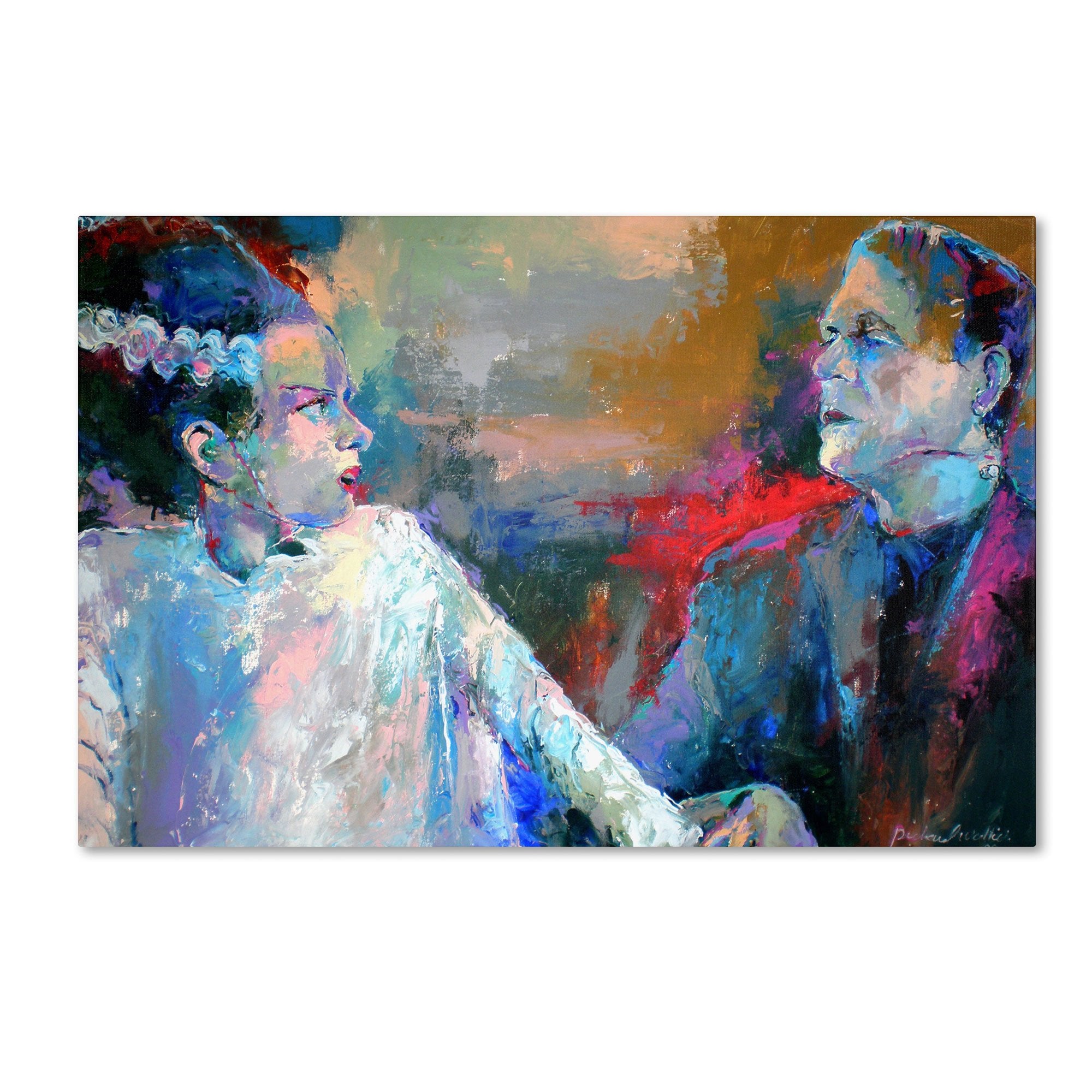 Frankenstein And His Wife By Richard Wallich, 16X24-Inch Canvas Wall Art