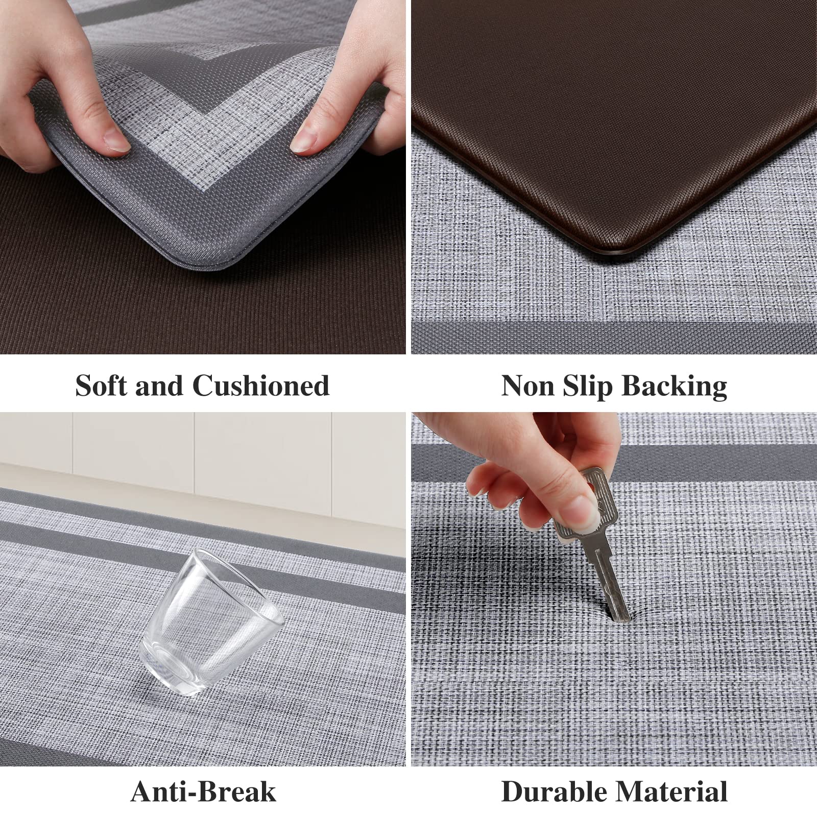 Mattitude Kitchen Mat [2 Pcs] Cushioned 0.47 Inch Non-Skid Waterproof Rugs Ergonomic Comfort Standing Mat For Floor, Office, Sin