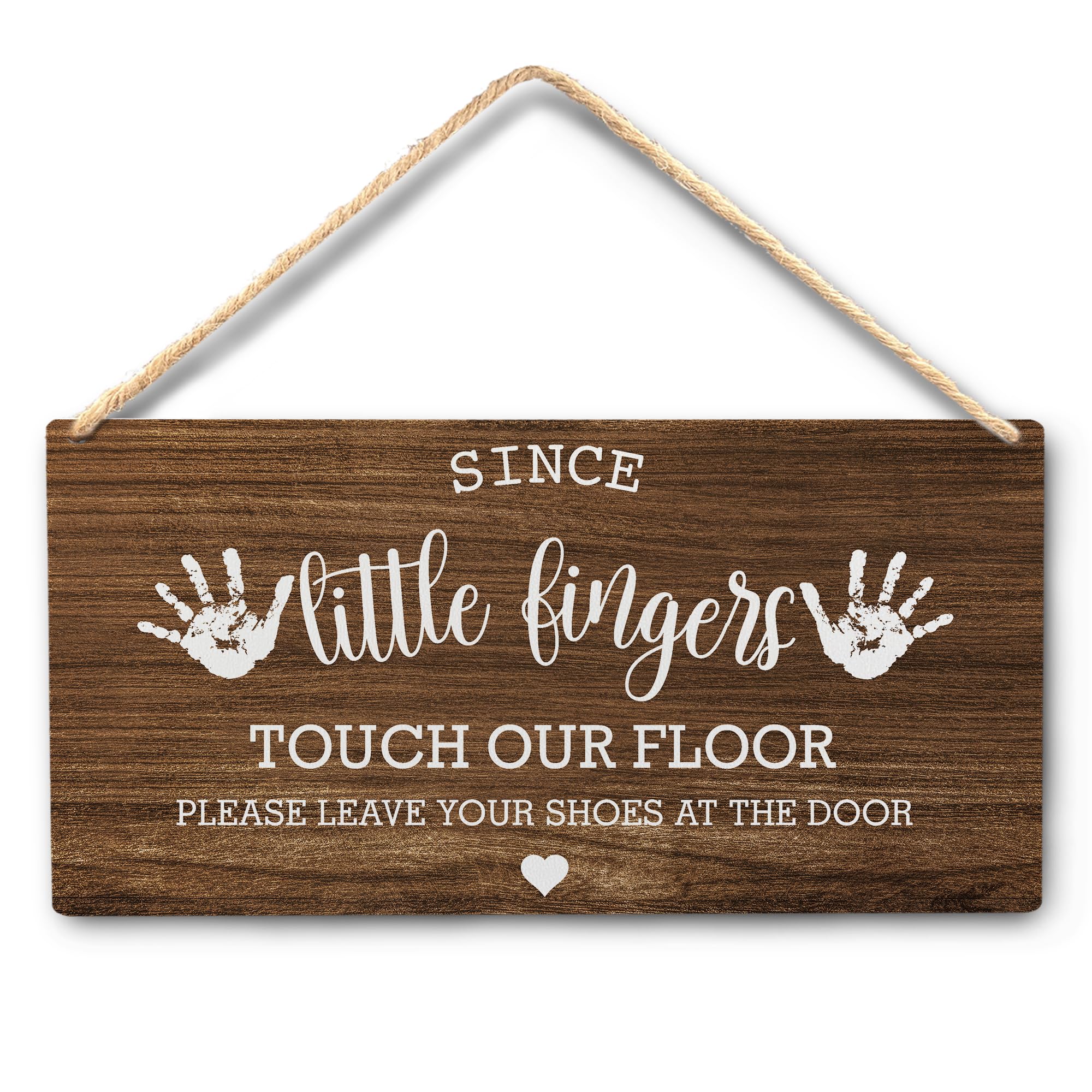 Wall Pediments Shoes Off Sign,Shoes Off Sign for Front Door,Since Little Fingers Touch Our Floor Door Sign,Shoes Off Hanging Wel