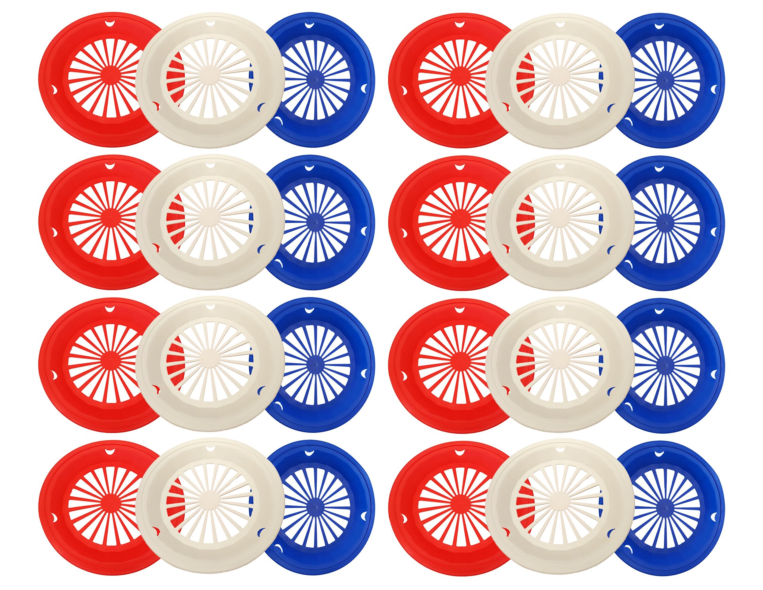 Black Duck Brand Set of 24 Patriotic Reusable Plastic Paper Plate Holders for 9 Plates, Red White and Blue Patriotic Colors, Per