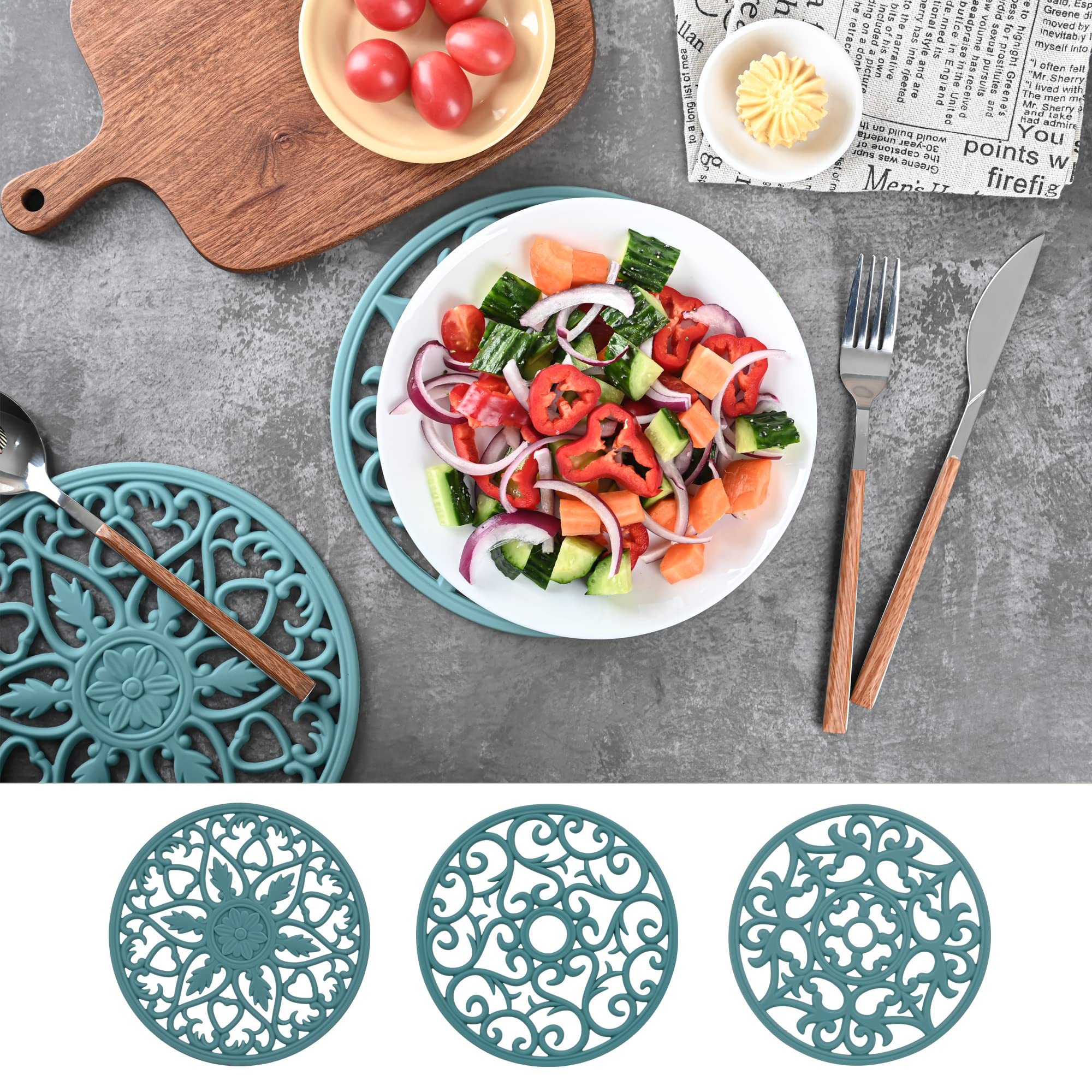 Nstezrne Trivets For Hot Dishes, Hot Pads For Kitchen Counter, Silicone Trivets For Hot Pots And Pans, Intricately Carved Heat R