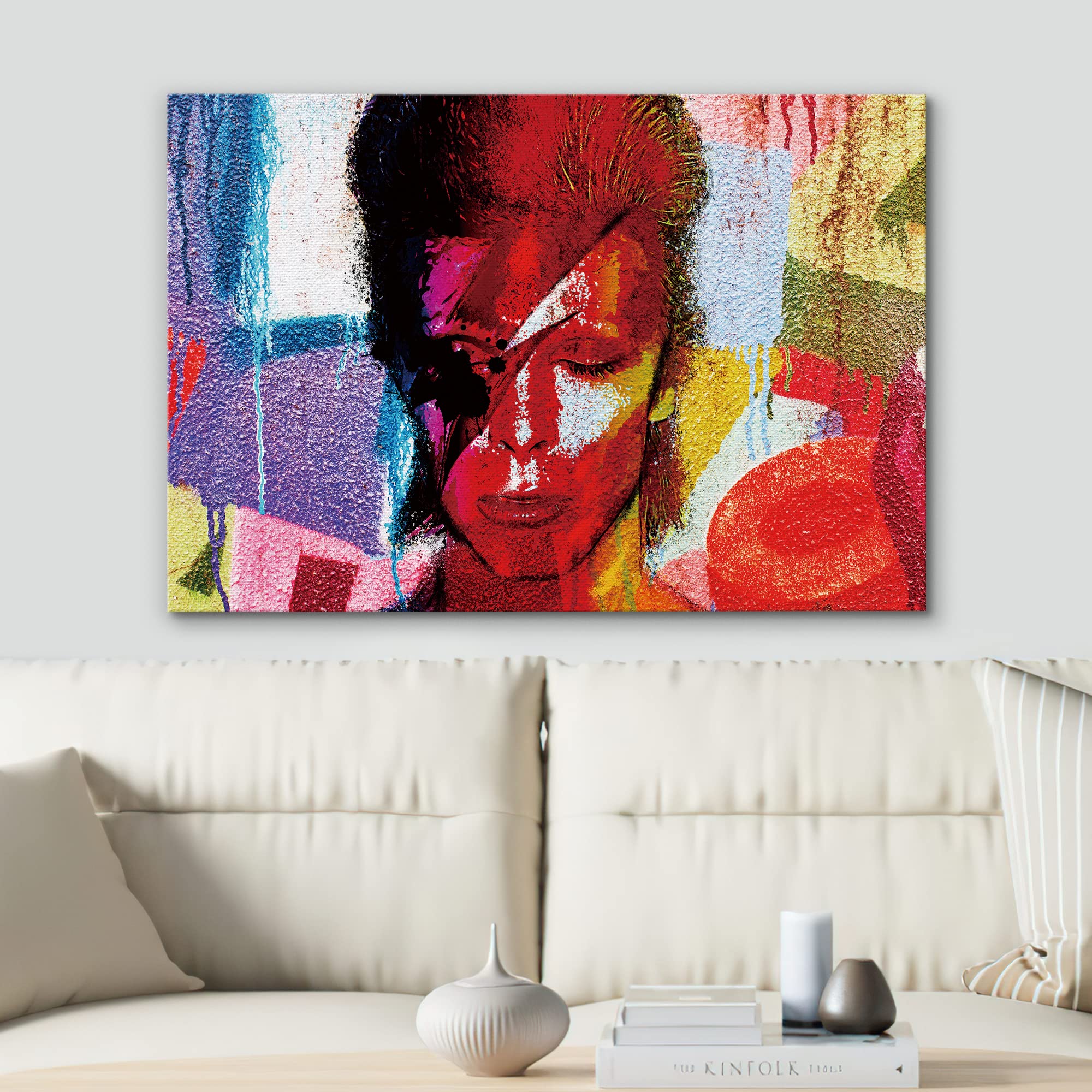 Signwin Framed Canvas Wall Art David Bowie Ziggy Stardust Colorful Collage Graffiti & Street Art Famous People Pop Art Modern Ur