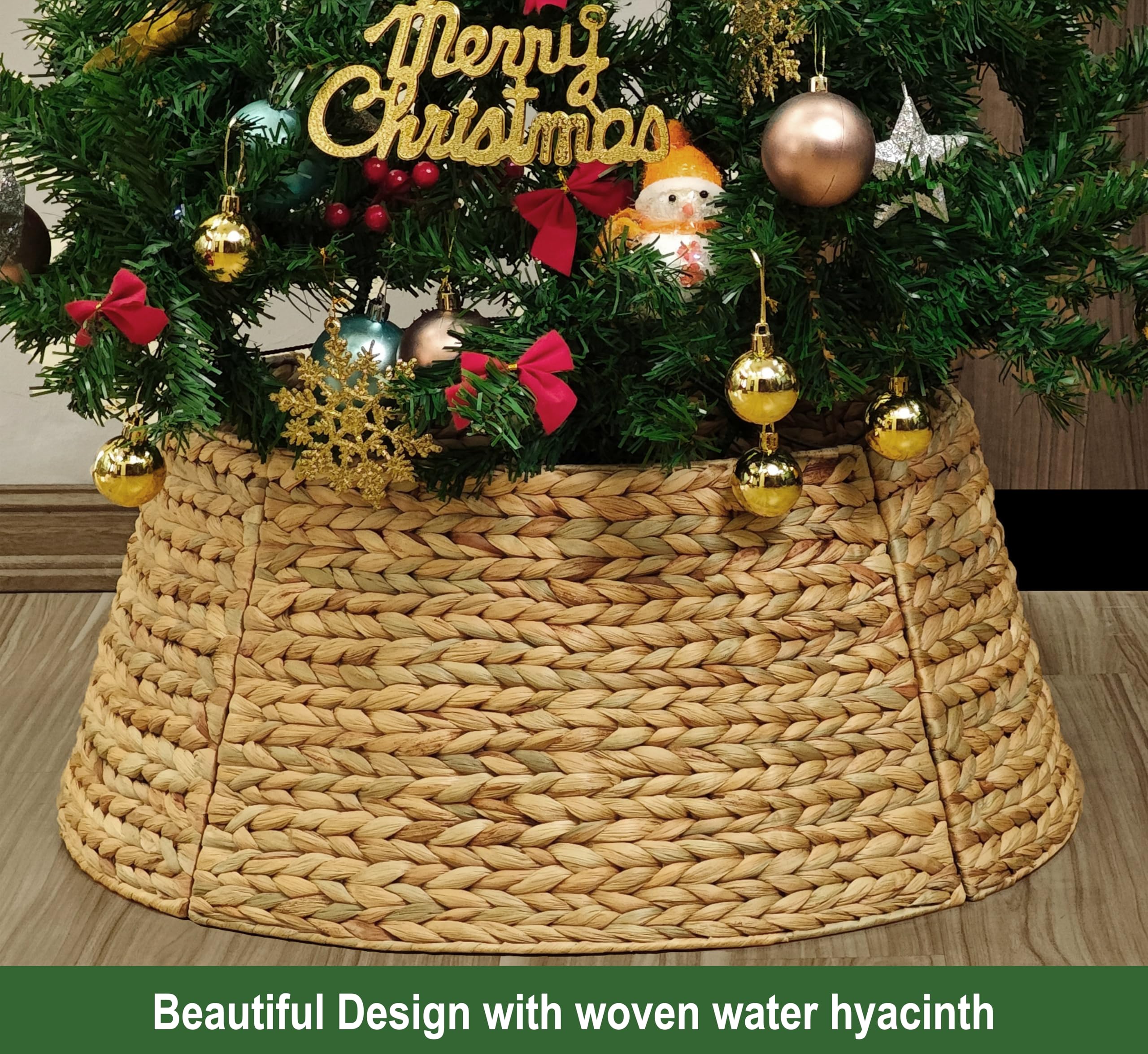 CENBOSS Rattan Christmas Tree Collar, Wicker Tree Skirt & Stand Base Cover (Natural, 36 inch)