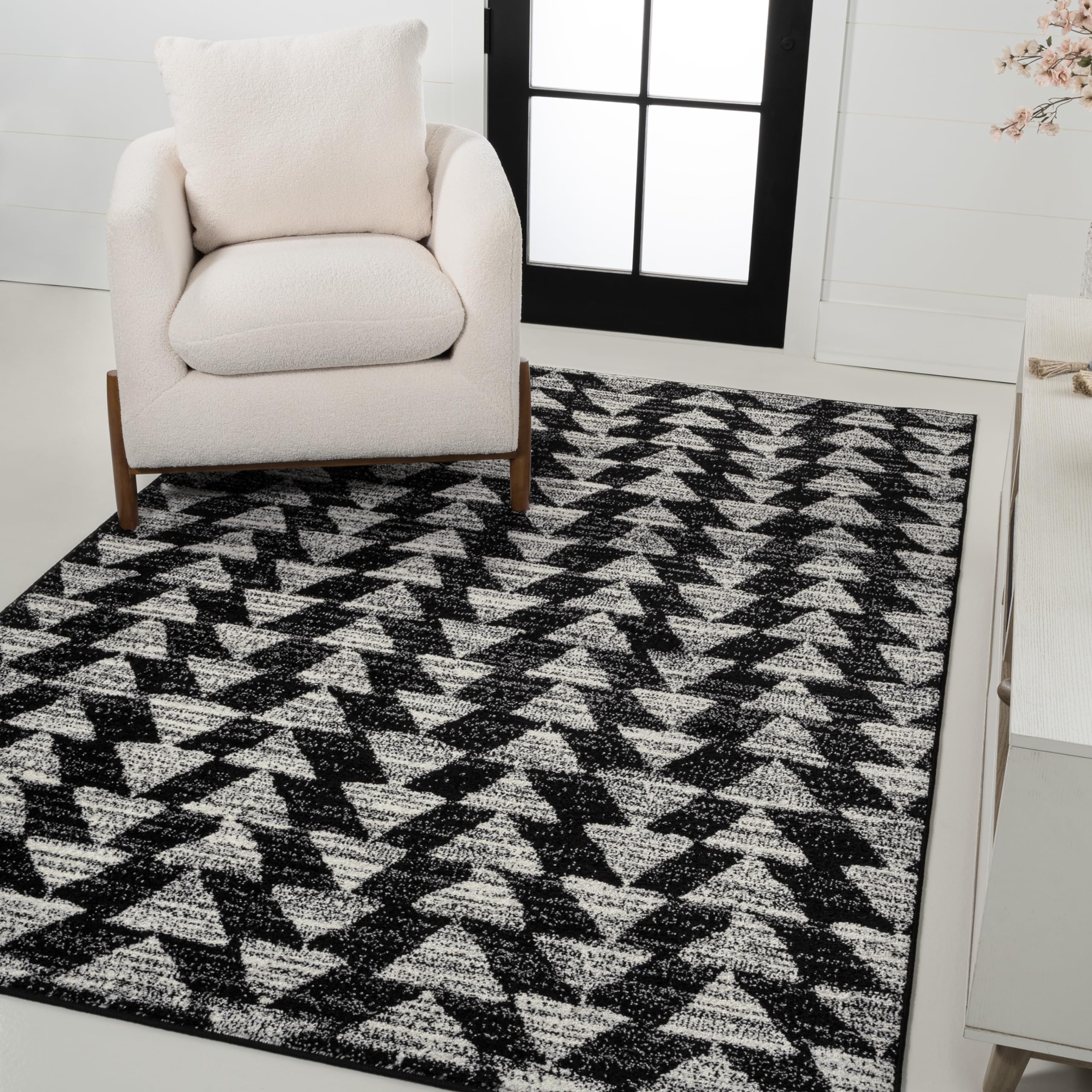 JONATHAN Y MOH206C-5 Aisha Moroccan Triangle Geometric Area Rug, Contemporary, Modern, Scandinavian, Minimalistic for Living Roo