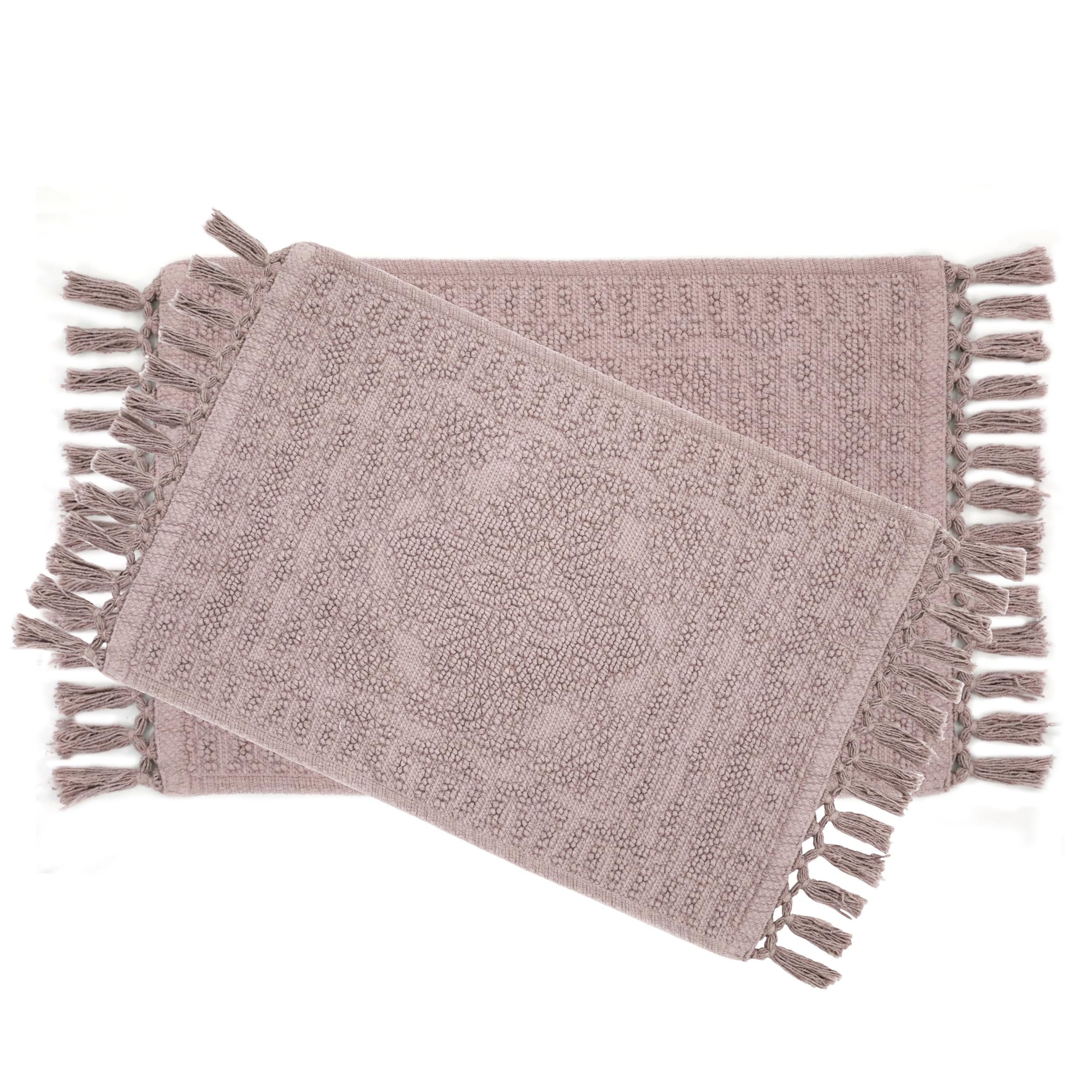 French Connection Nellore Bathroom Rugs, Set Of 2 Woven And Beaded Bathroom Mats, Durable Non-Slip Bath Rugs, Thick Bath Mats Fo