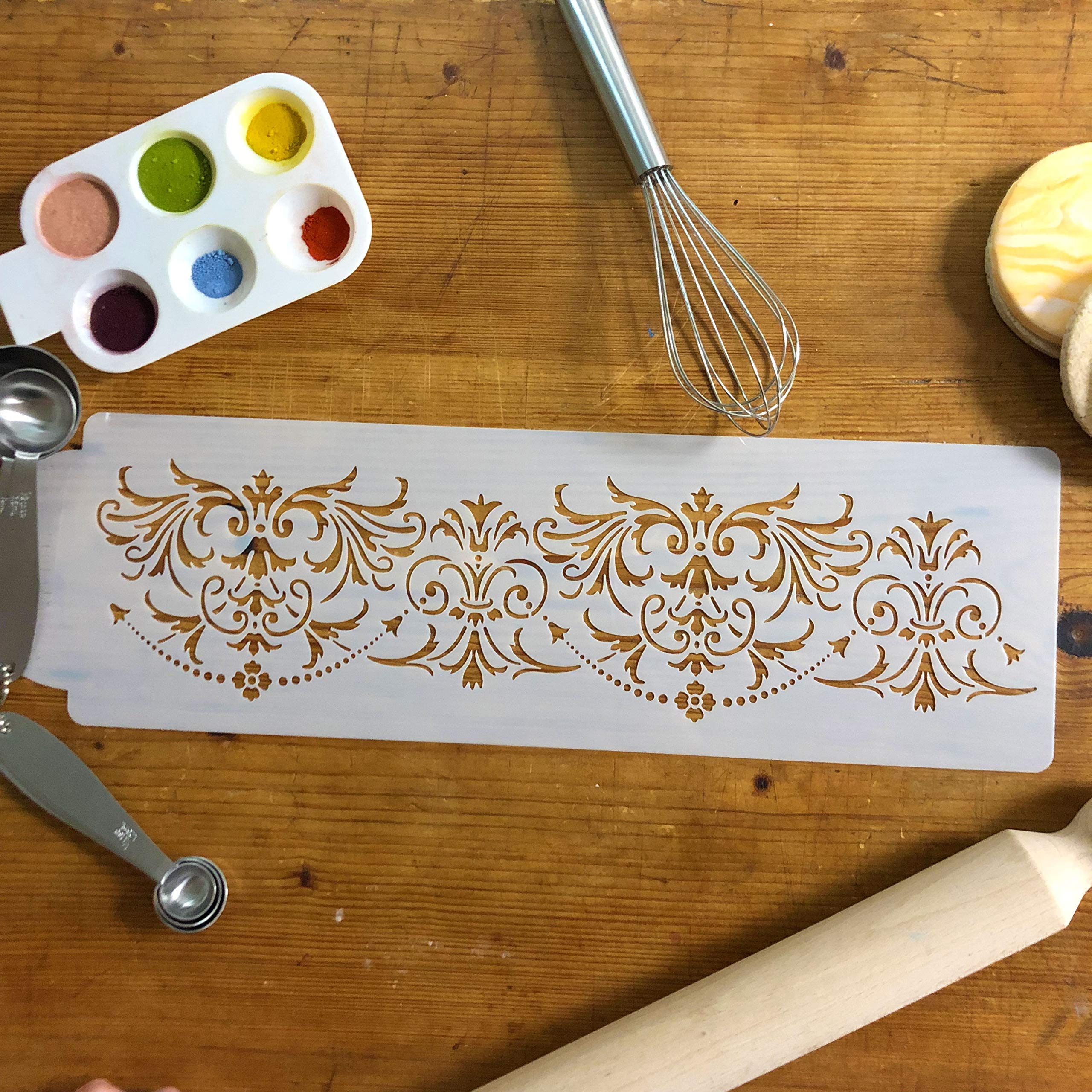 Elegant Damask Cake Side Stencil C1046 By Designer Stencils