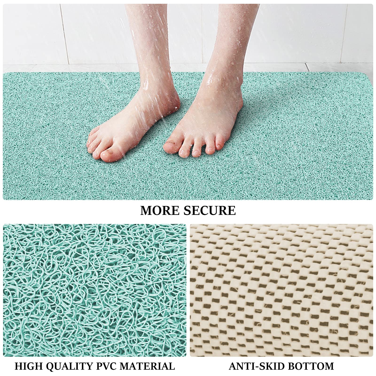 Luxstep Shower Mat Bathtub Mat,24X32 Inch, Non-Slip Bath Mat With Drain, Quick Drying Pvc Loofah Bathmat For Tub,Shower,Bathroom