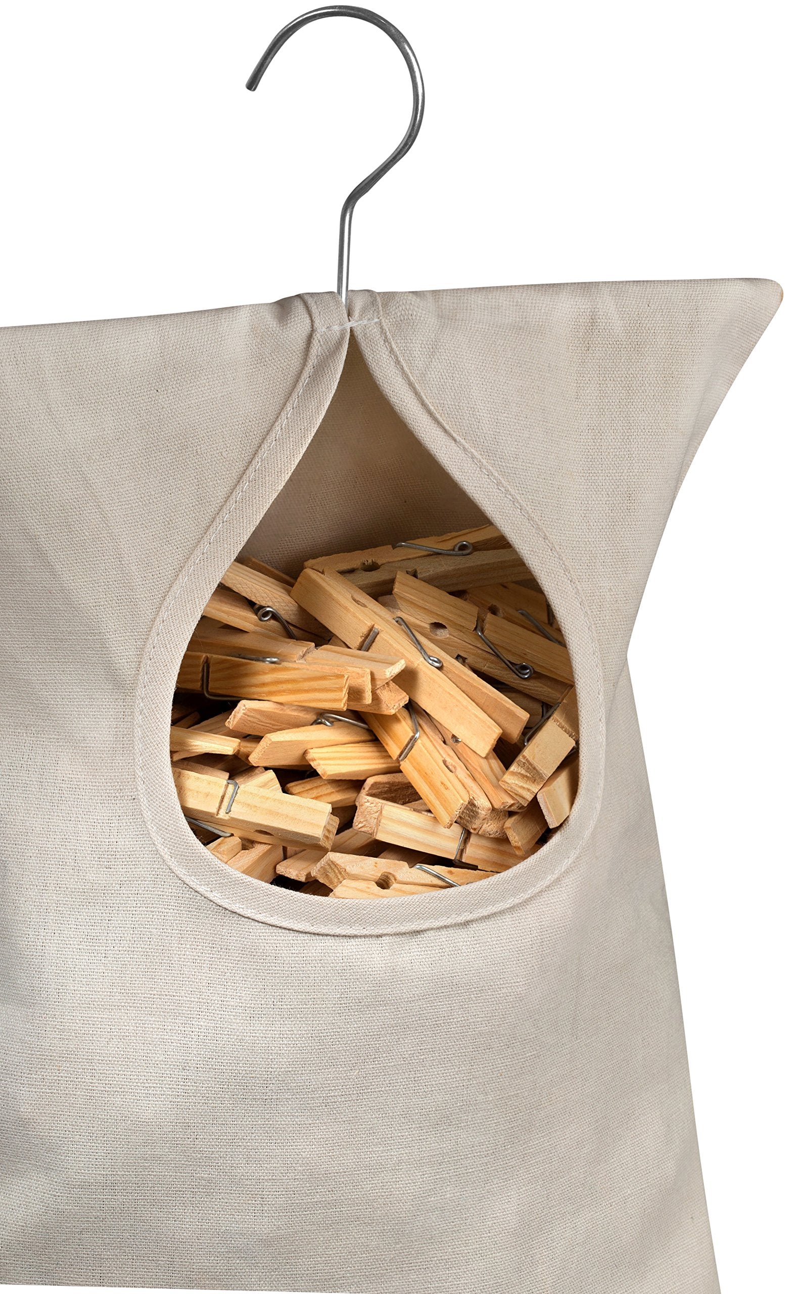 Handy Laundry Clothespin Bag - 11'' X 15'' - Holds 100 Medium-Sized Clothes Pins, Durable Canvas Material, Hook For Hanging And