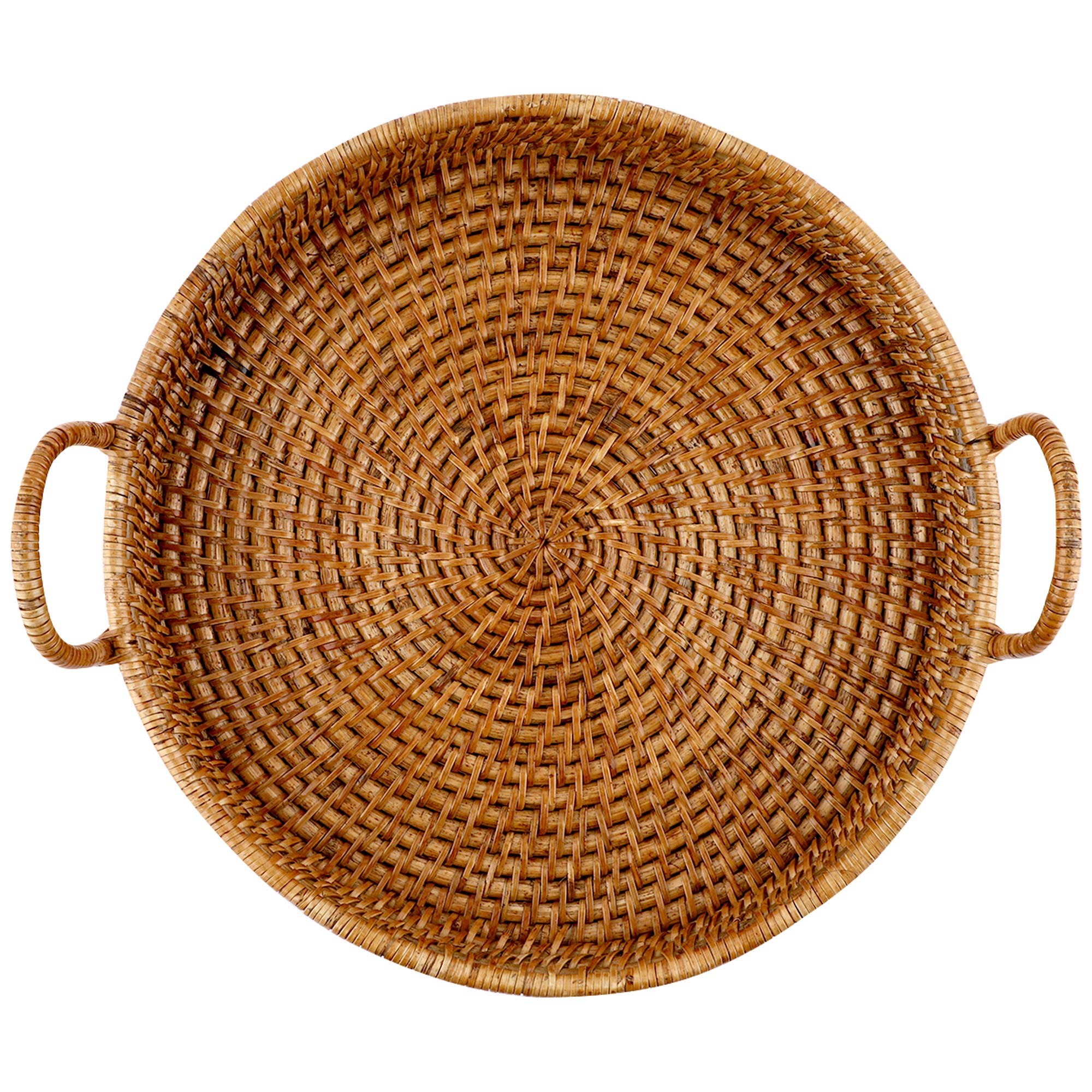 AKWAY Wicker Serving Tray Wooden Serving Tray For Home | Dining Table Decorative Round Shape Trays | Serving Tray For Party Gues