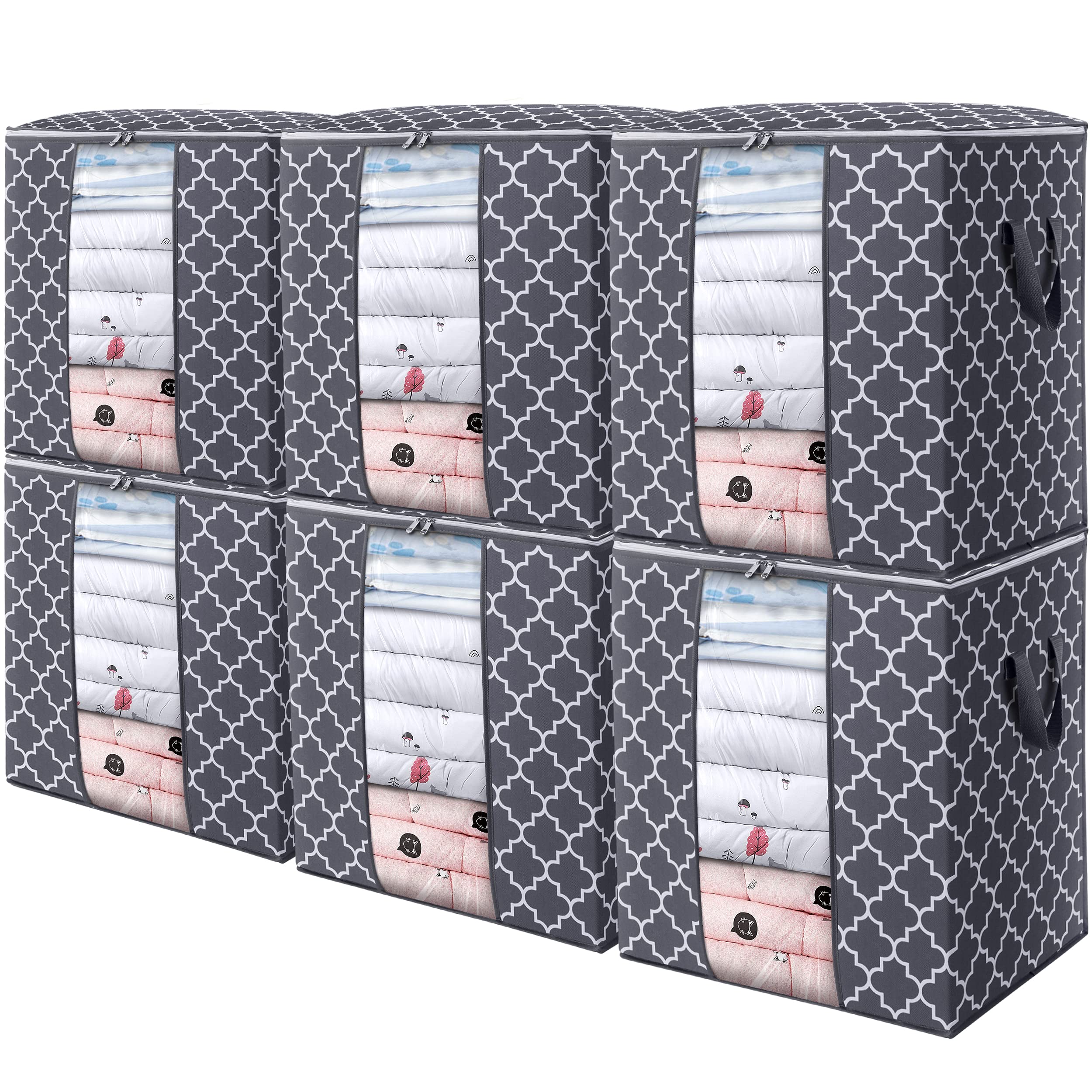 WISELIFE Storage Bags [6 Pack/100L] Large Blanket Clothes Organization and Storage Containers for Comforters,Bedding, Foldable O