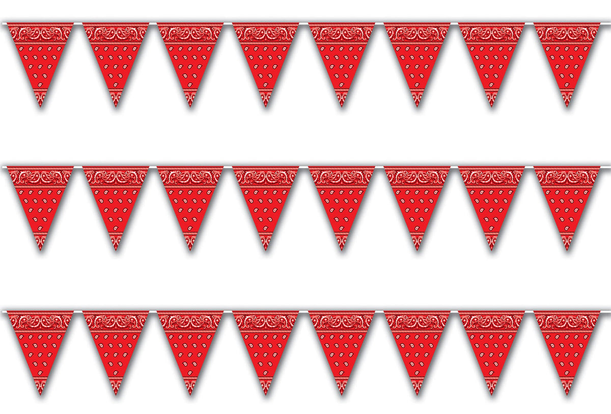 Beistle Red Bandana Pennant Banner Pack Of 3