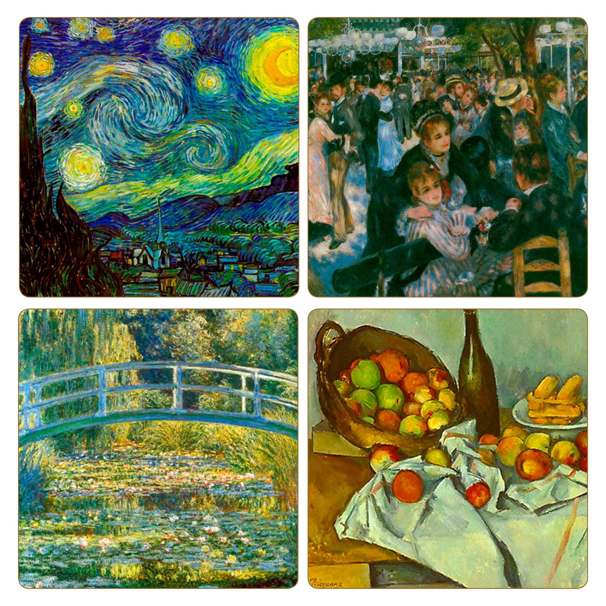 Coasterstone ''Impressionists Collection'' Absorbent Coasters, 4-1/4-Inch, Set Of 4