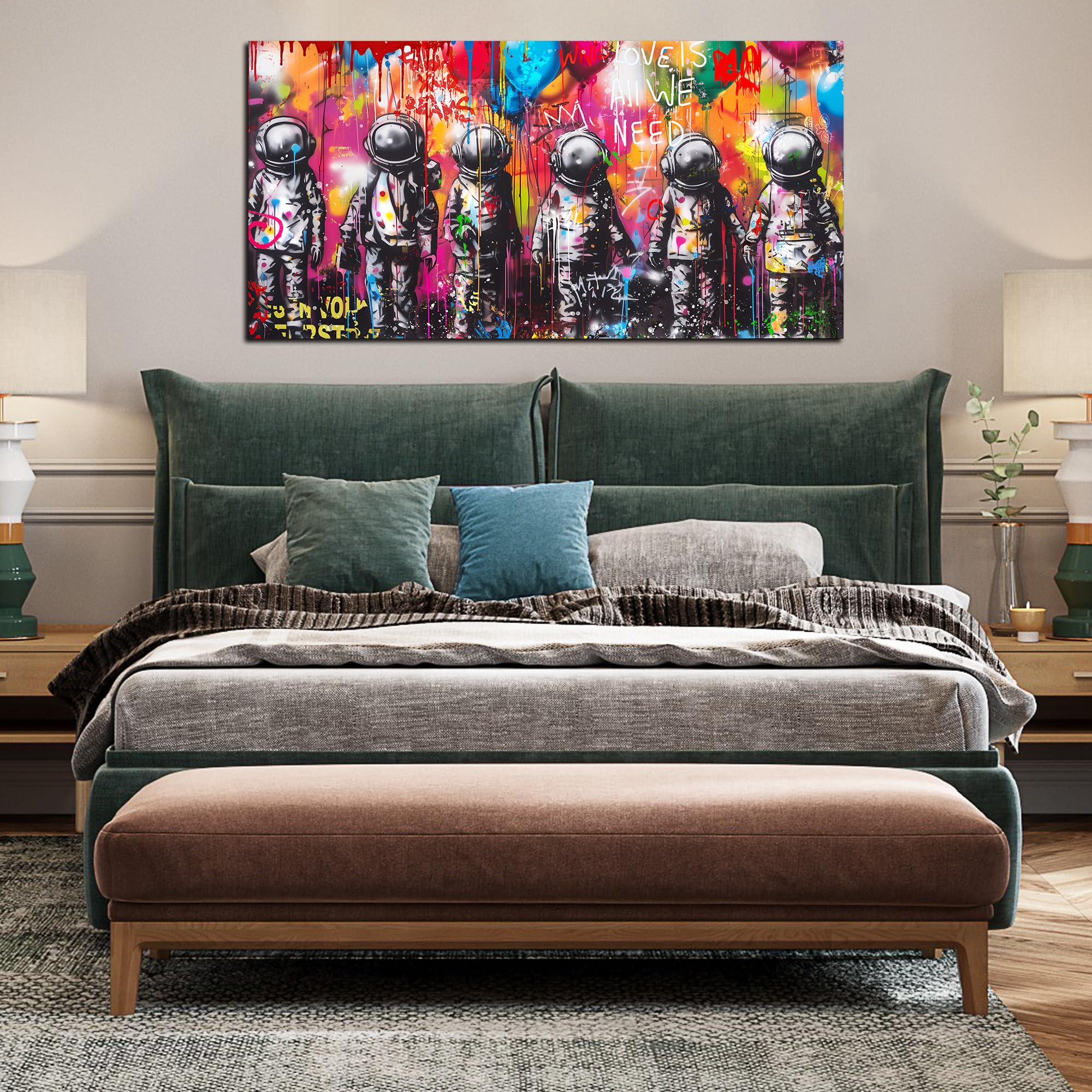 Sixttart Astronaut Wall-Art - Big Graffiti Art Wall Decor - Space Posters Wall Decor For Bedroom Teen Girl Ready To Hang Size 30