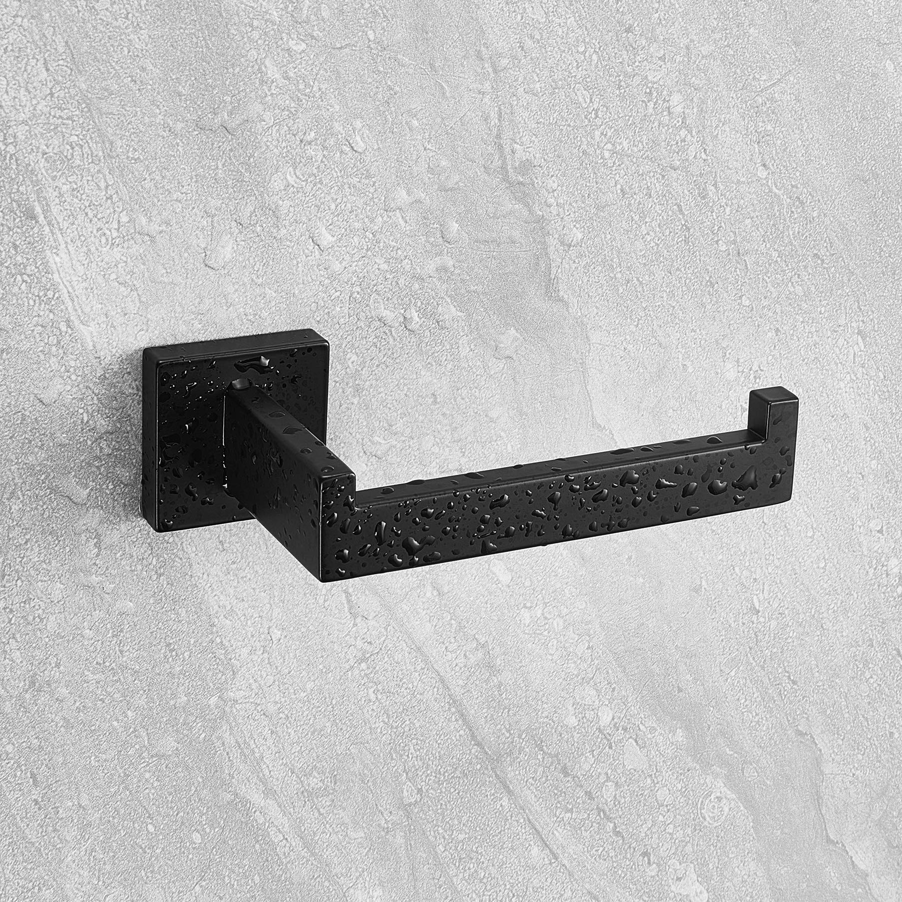 HITSLAM Matte Black Toilet Paper Holder Wall Mount Premium 304 Stainless Steel Square Toilet Paper Roll Holder for Bathroom Rustproof