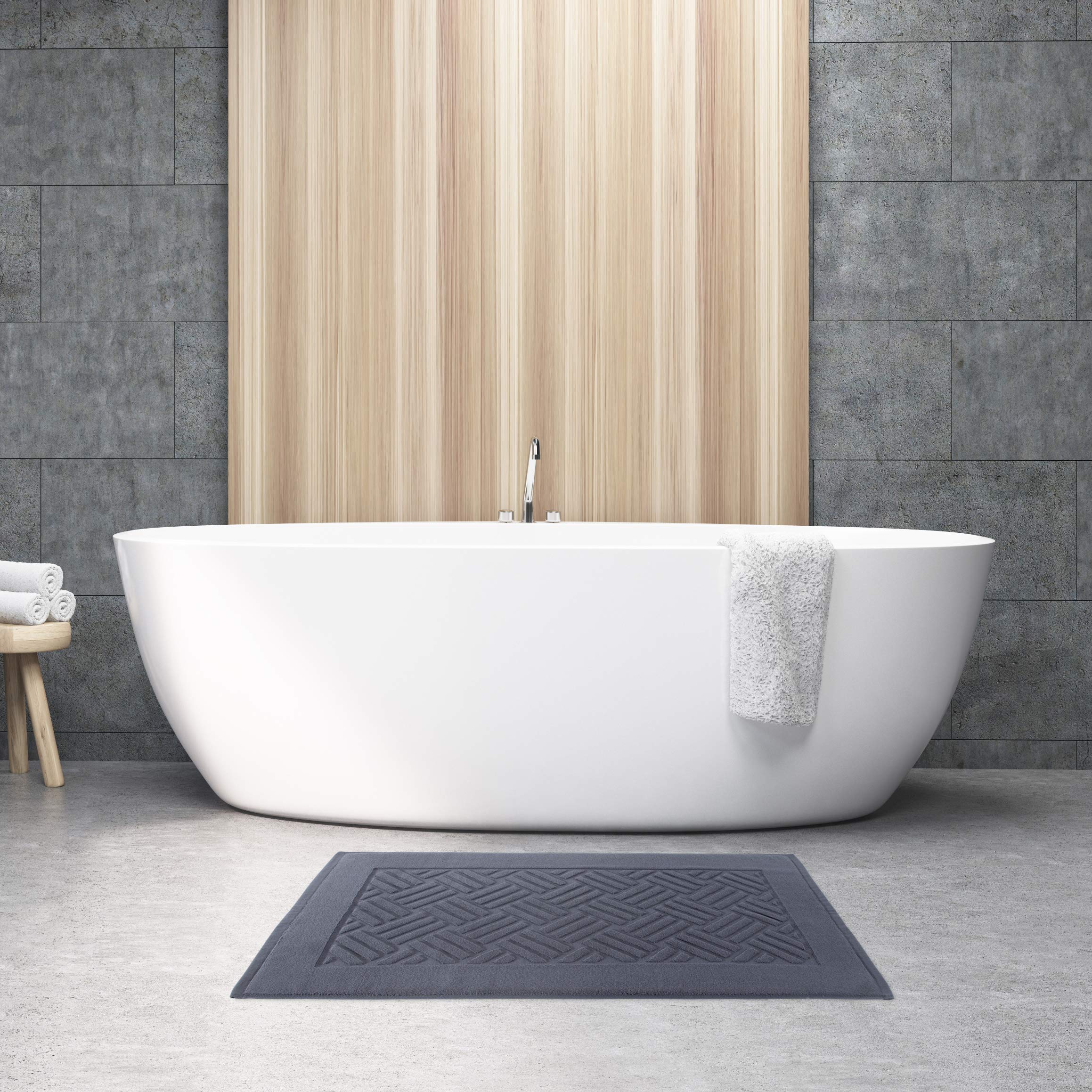 Tomoro Luxury Bath Mat Towels - 2 Pieces Cotton Absorbent Hotel Spa Shower Floor Towel Set For Bathroom Rug Pad 20 X 32 Inches