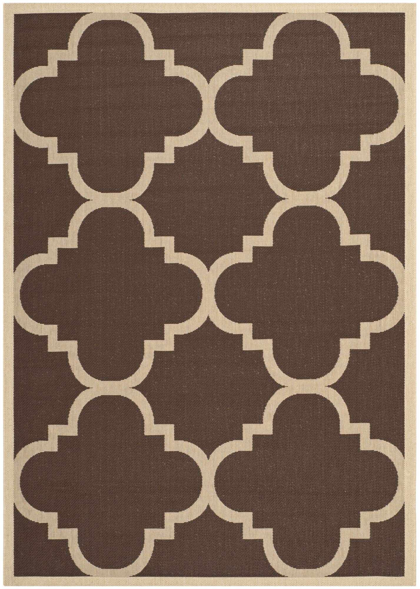 SAFAVIEH Courtyard Collection Area Rug - 53 x 77, Dark Brown, Moroccan Trellis Design, Non-Shedding & Easy Care, Indoor/Outdoo