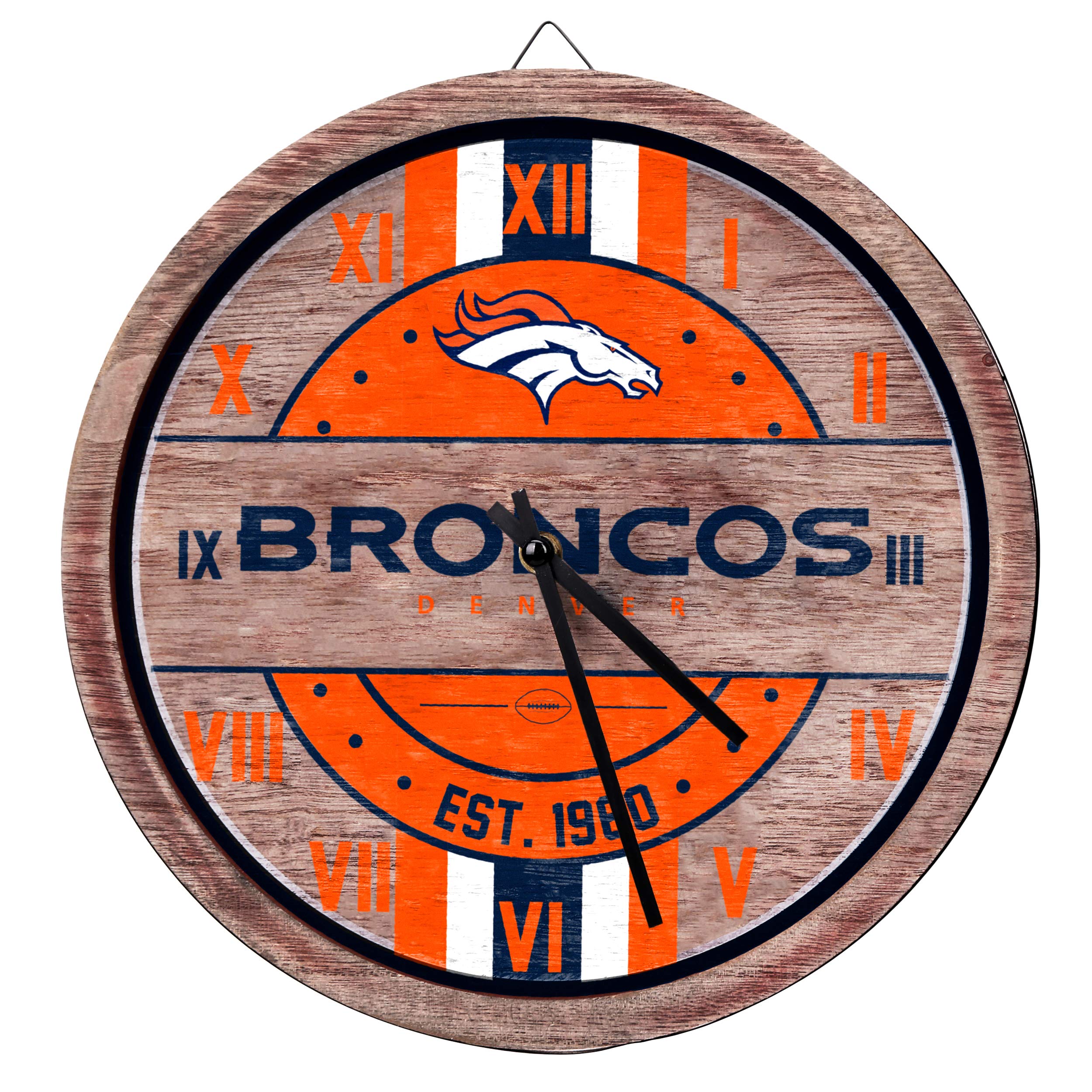 FOCO Denver Broncos NFL Barrel Wall Clock