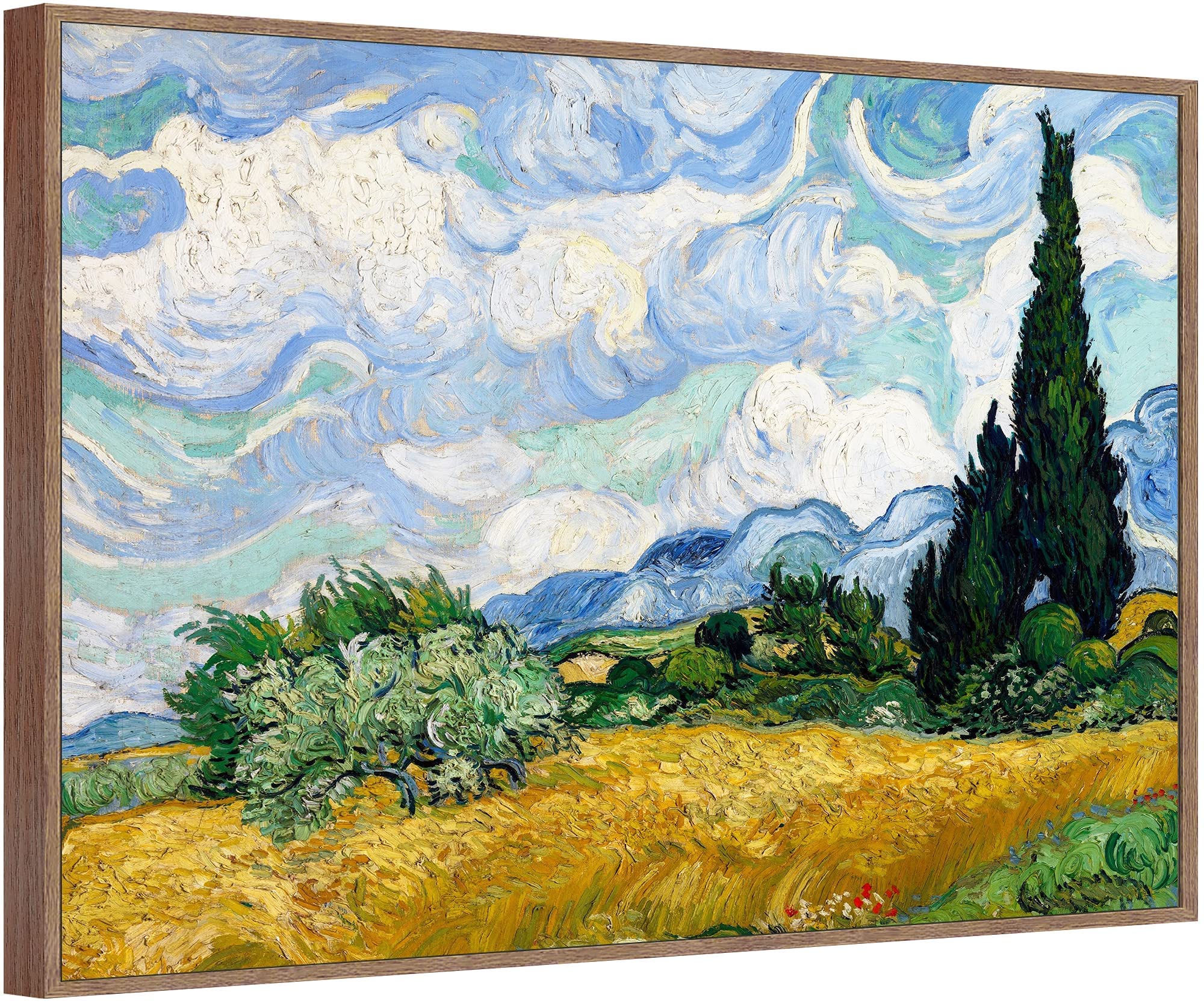 Gentle Deer Wall Art Frame Canvas Prints Of Wheat Field With Cypresses By Vincent Van Gogh Classic Oil Painting Style Reproducti