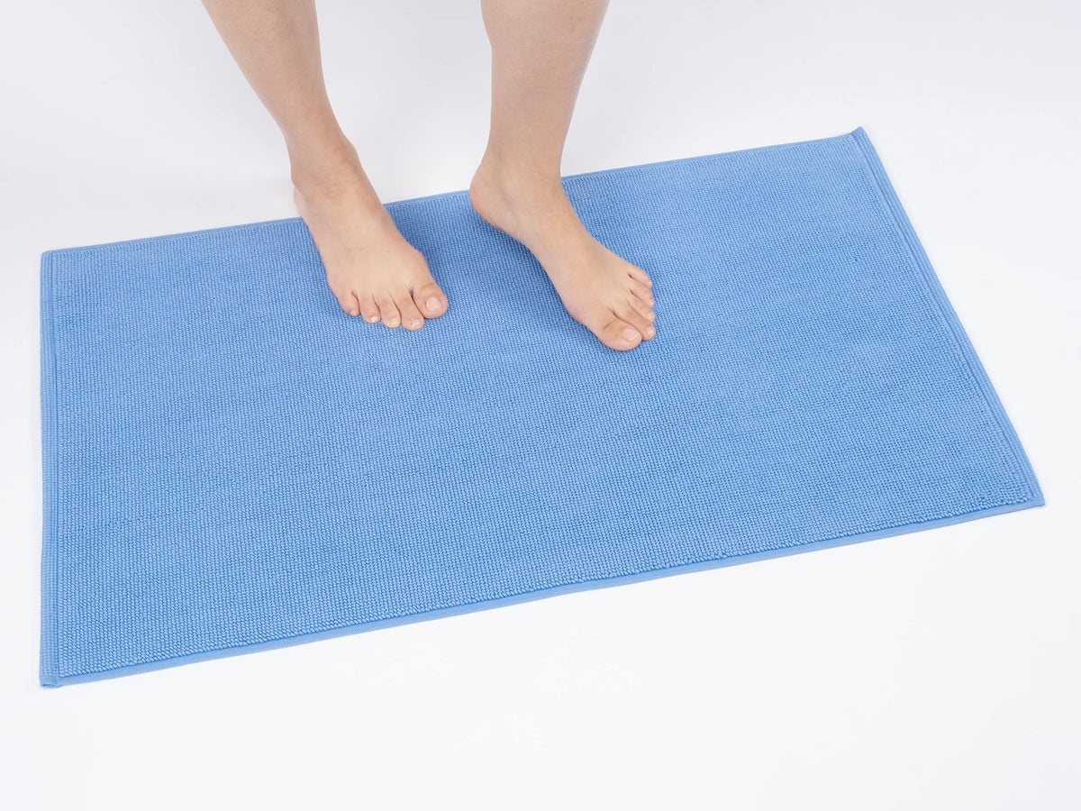 Cotton Paradise Bath Rug For Bathroom, 17X24 Inch 100% Cotton Non Slip Bath Mat Rug, Soft Absorbent Machine Washable, Sky Blue B