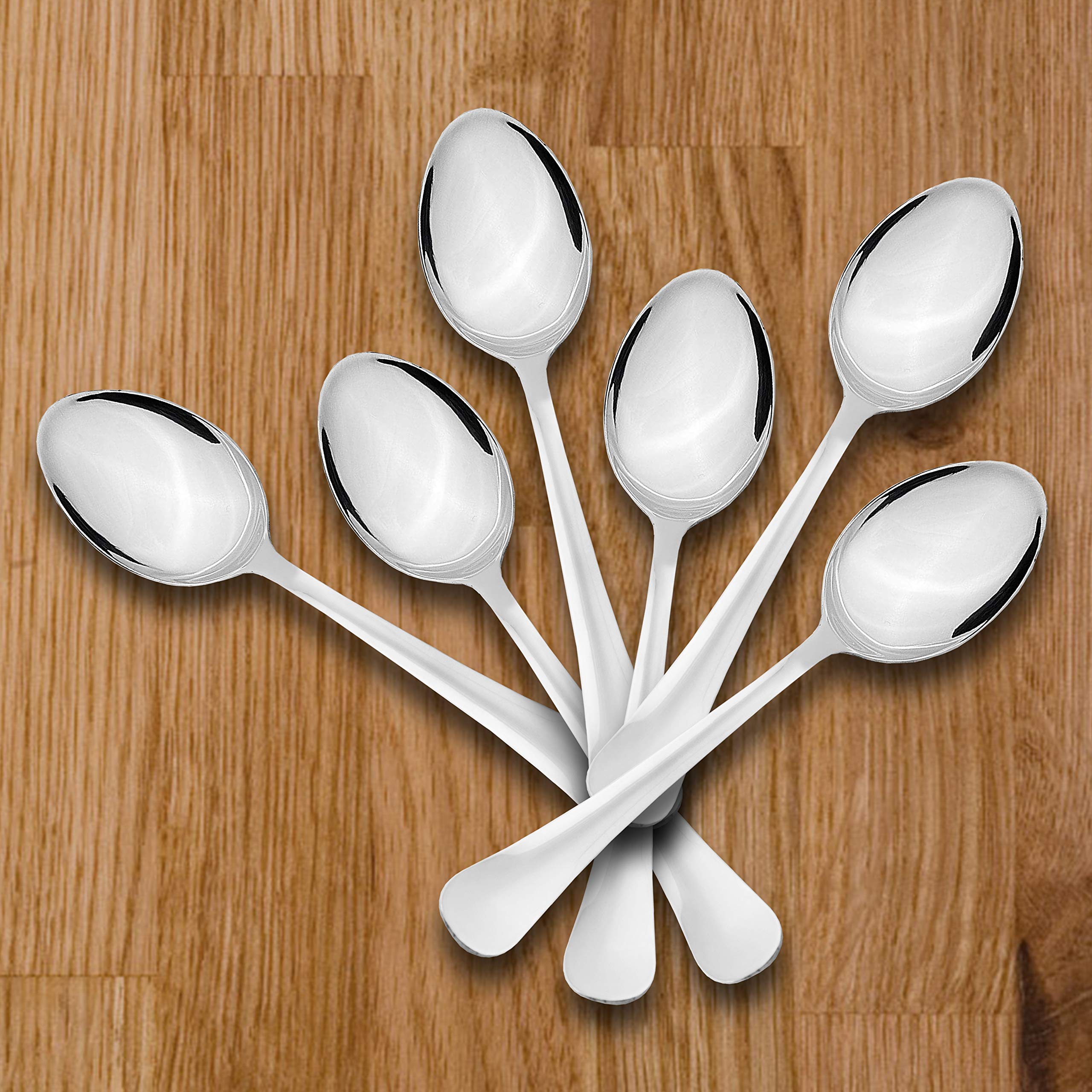 Sumeet Stainless Steel Premium Quality Dessert/Table Spoon Set Of 6 Pc - (18.5Cm L) (1.6Mm Thick)
