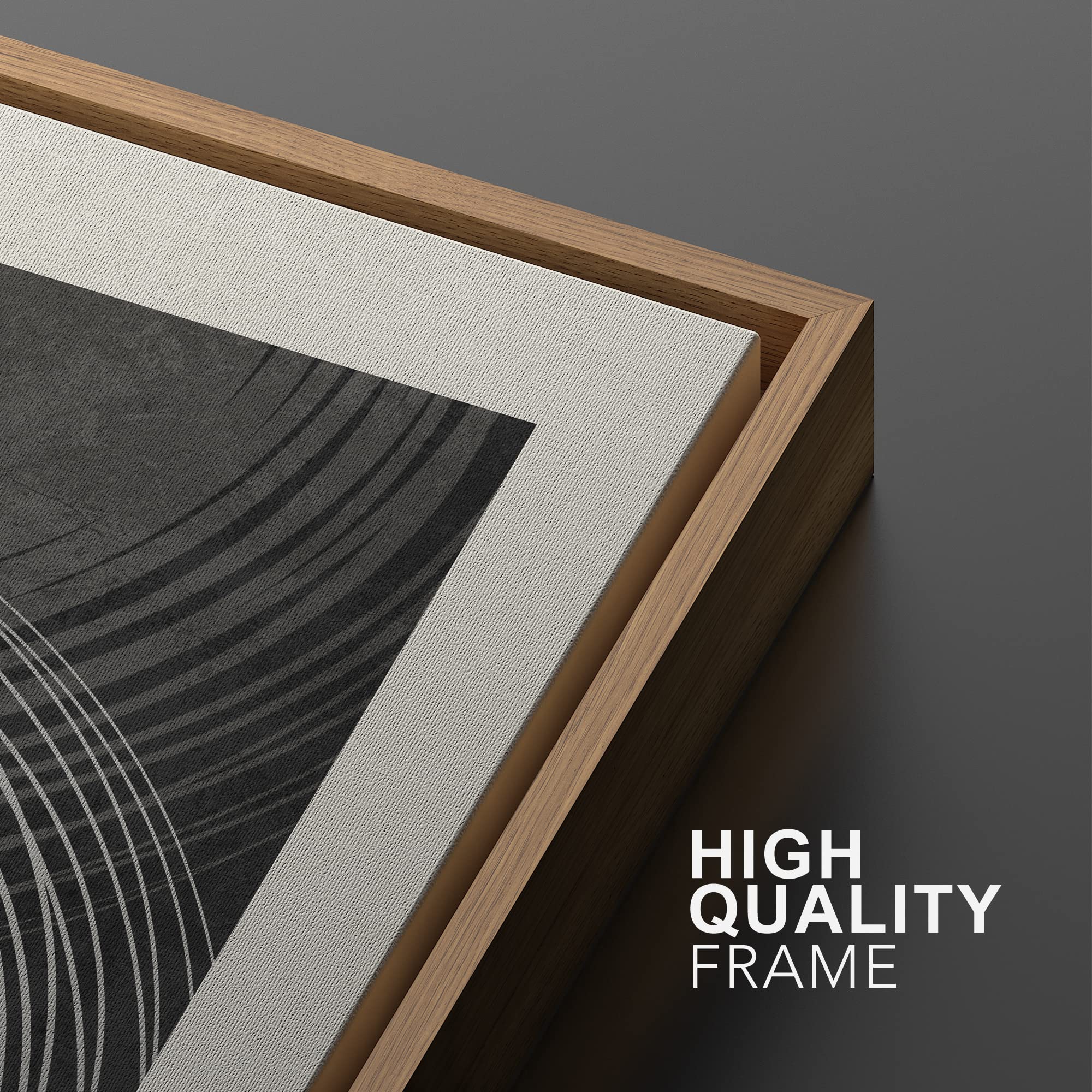 SIGNWIN Framed Canvas Print Wall Art Set Duotone Black White Geometric Ring Landscape Abstract Shapes Illustrations Minimal Decorative Bohemian for Living Room  Bedroom  Office - 16''x24''x2 Natural