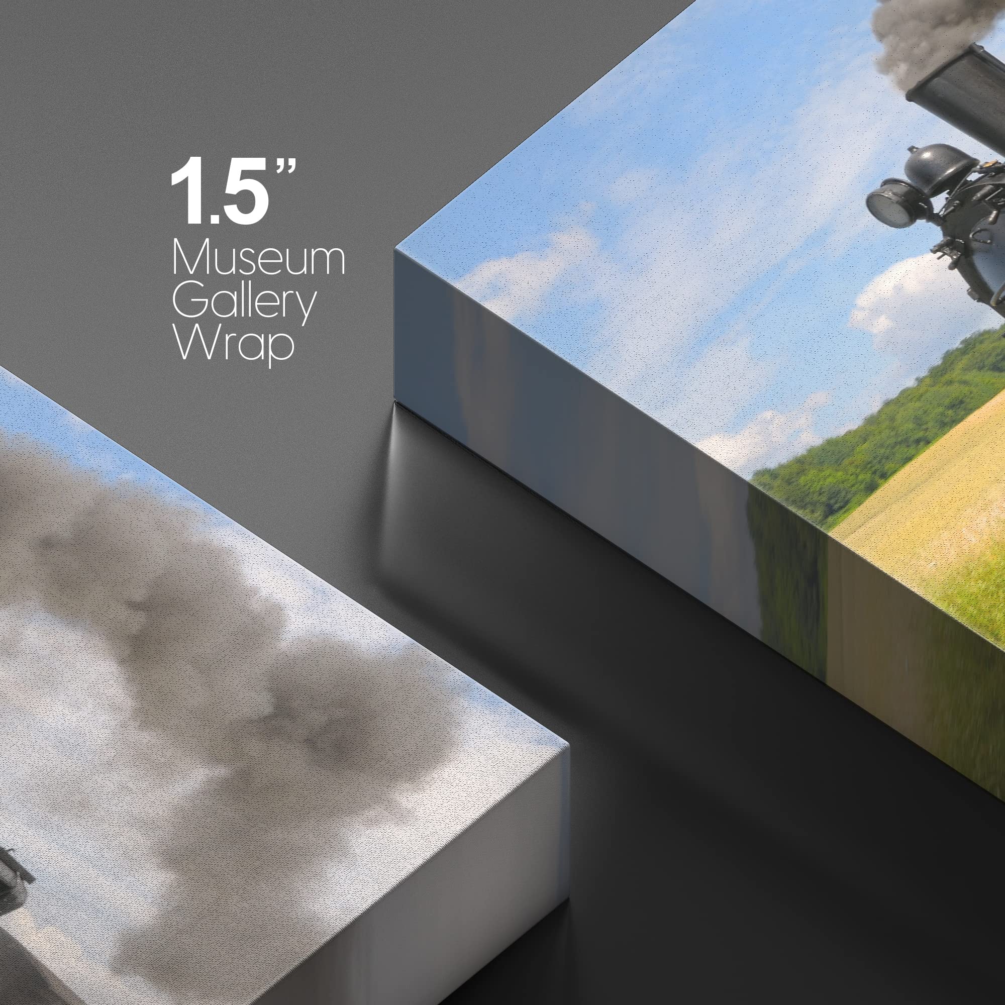 Steam Train with Black Smoke Running on Island Rugen Northern Germany - Canvas Art Wall Art - 24'' x 36''