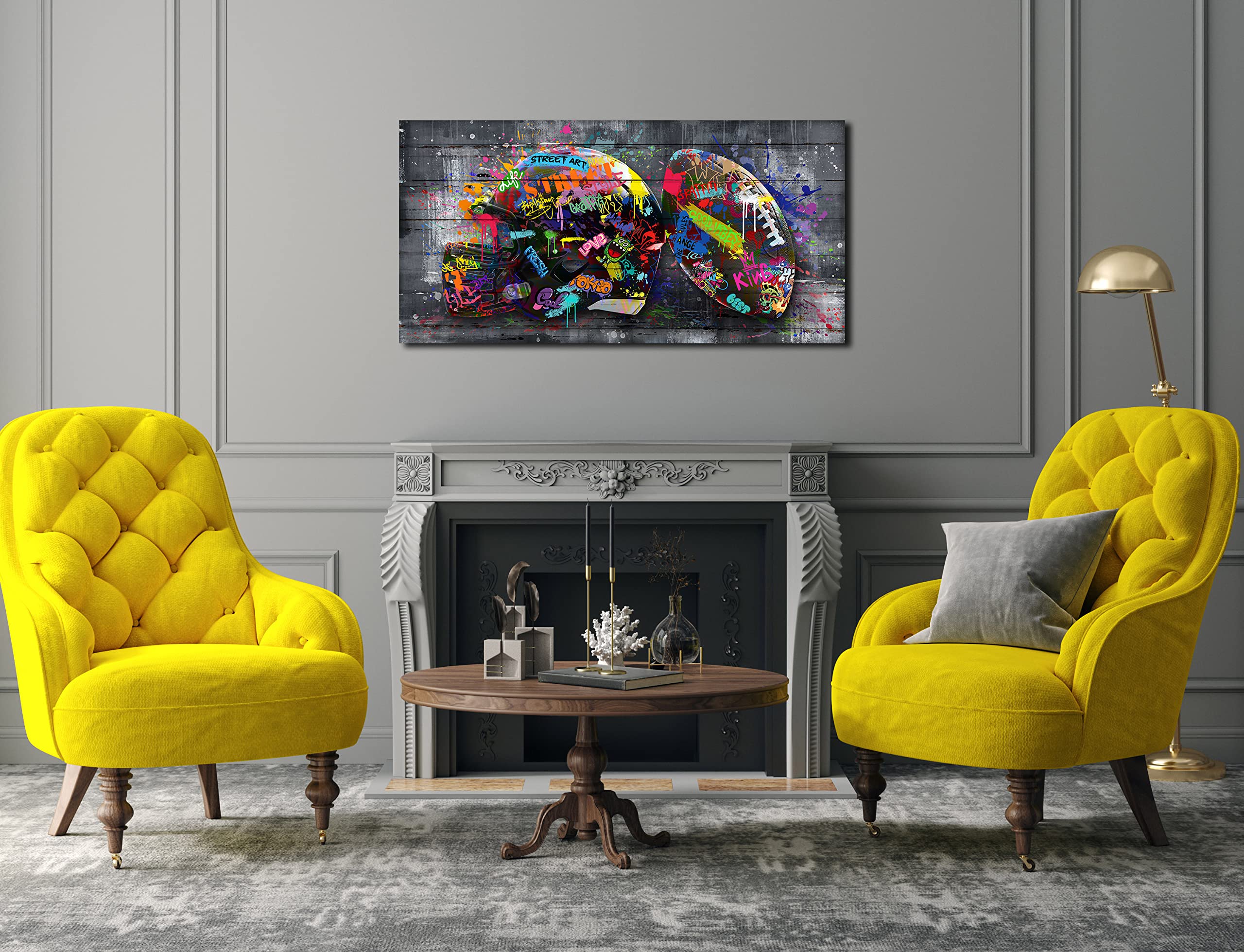 Sixttart American Football Posters For Boys Bedroom - Graffiti Rugby Ball Canvas Wall Art For Office - Sports Posters Wall Decor