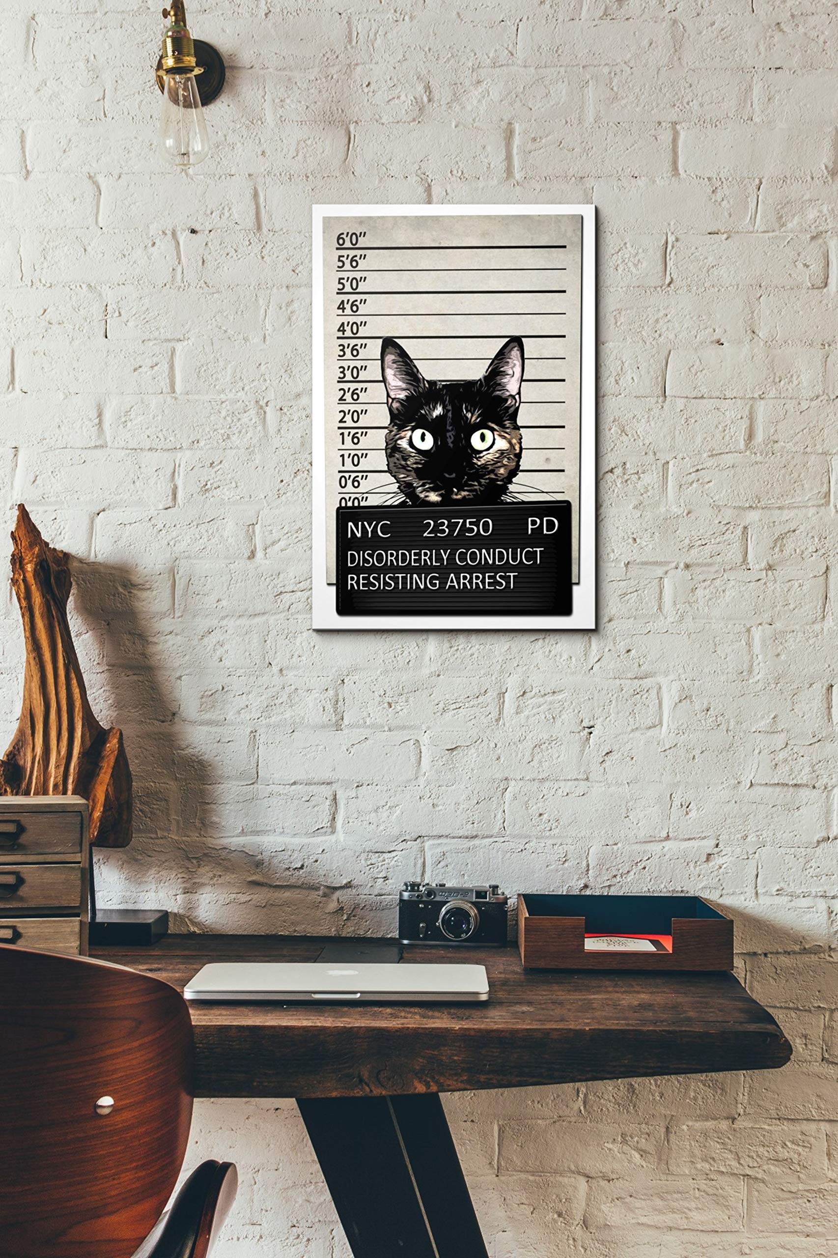 Cortesi Home ''Kitty Mugshot'' By Nicklas Gustafsson, Giclee Canvas Wall Art, 12 By 18-Inch