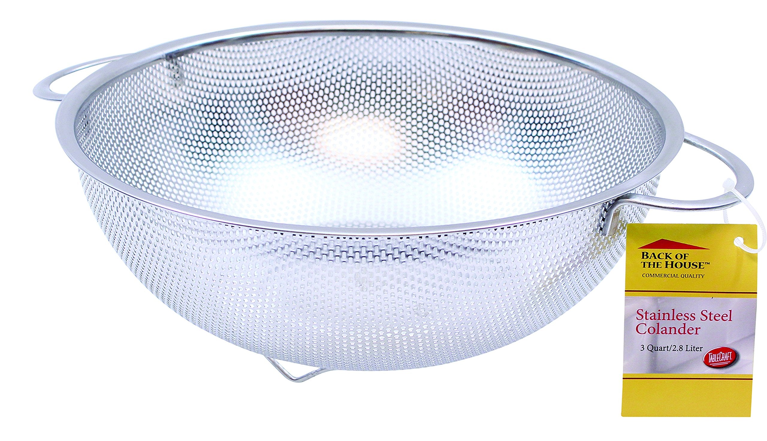 Tablecraft 3 Quart Colander With Handles, Stainless Steel (H903Bh)