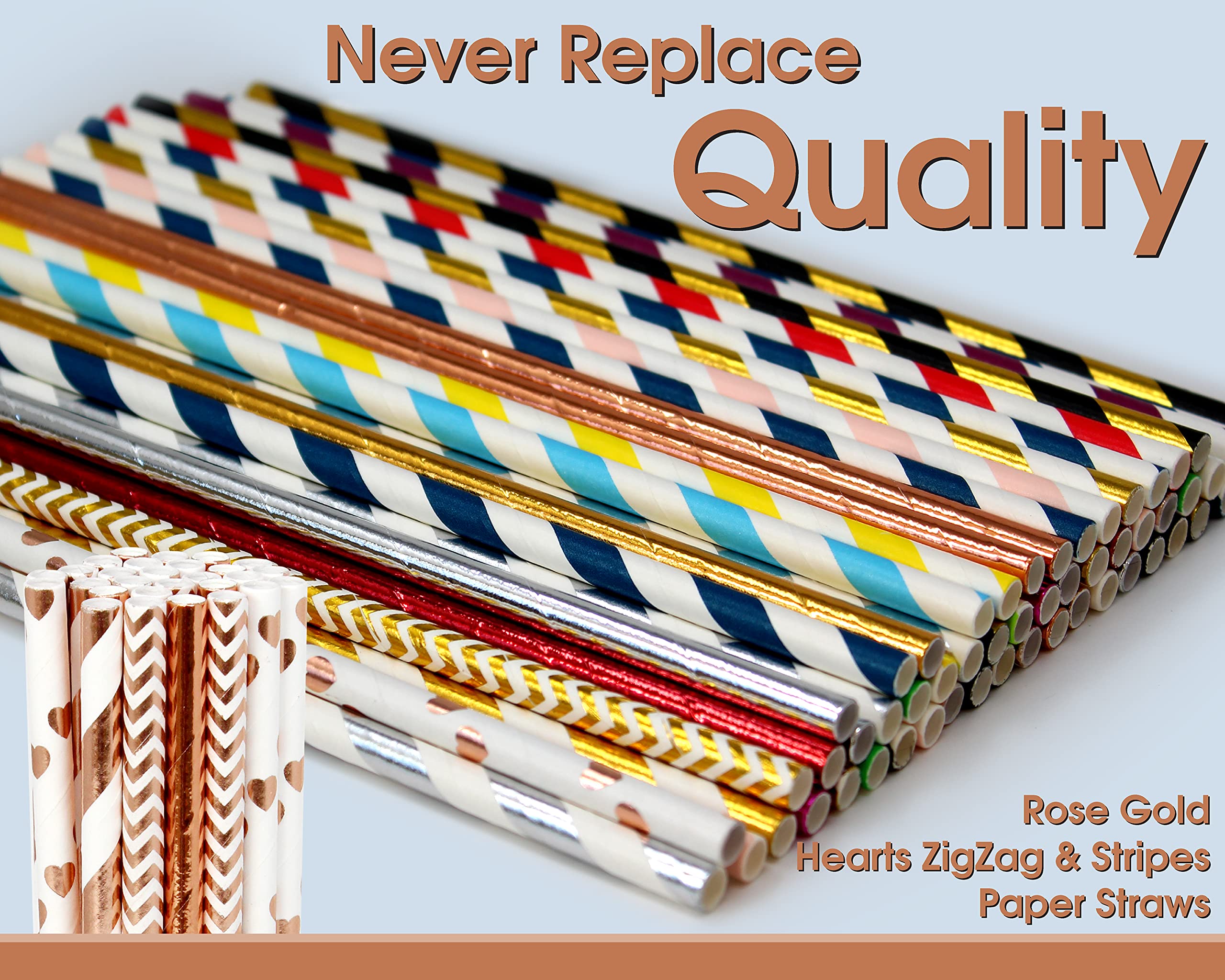 150-Pack Rose Gold Hearts Valentine'S Paper Straws - Biodegradable Cake Pop Sticks For Weddings, Birthdays, Anniversaries, And D