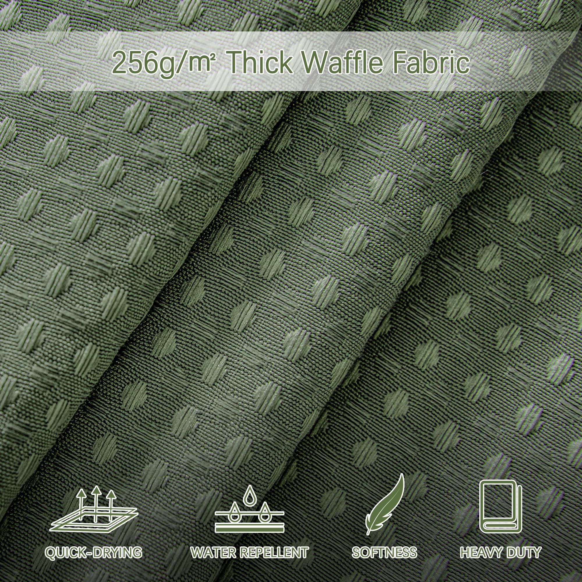 Pangsinne Sage Green Shower Curtain - Waffle Weave Fabric Heavy Duty Shower Curtain For Bathroom, Water Repellent Weighted 256Gs