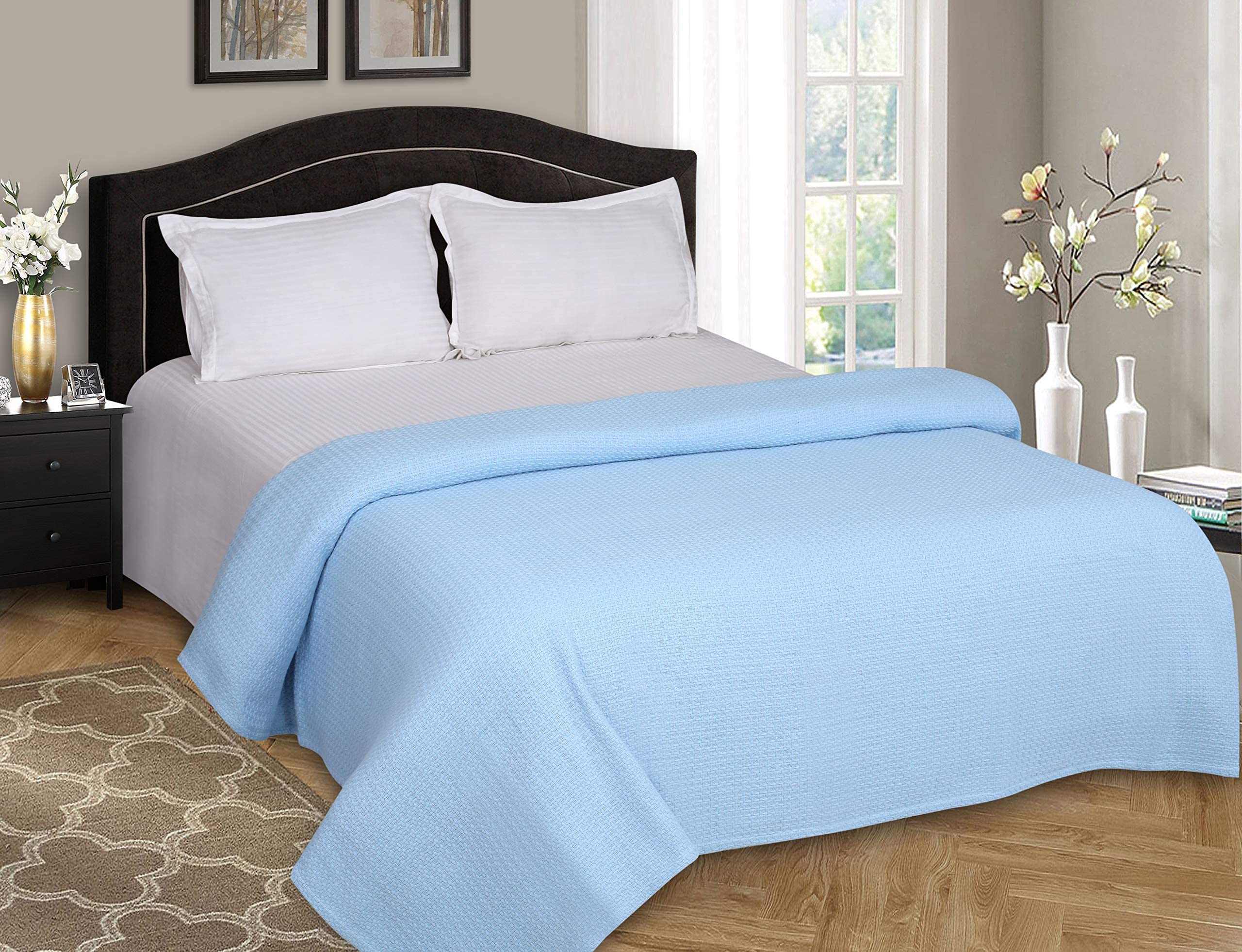 Elvana Home 100 Cotton Bed Blanket, Breathable Bed Blanket Full - Queen Size, Cotton Thermal Blankets Full - Queen, Perfect For