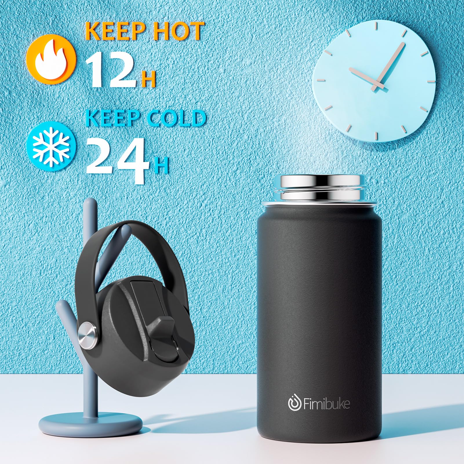 Fimibuke Kids Insulated Water Bottle - 14Oz Bpa-Free Double Wall Vacuum Tumbler 18/8 Stainless Steel Leak Proof Kids Cups With S