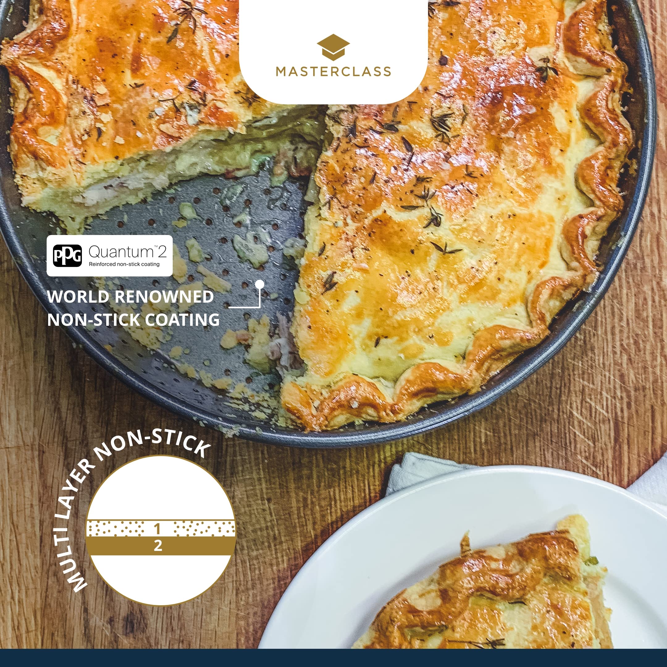 Masterclass Master Class Crusty Bake Non-Stick 23Cm Fluted Round Flan/Quiche Tin, Grey