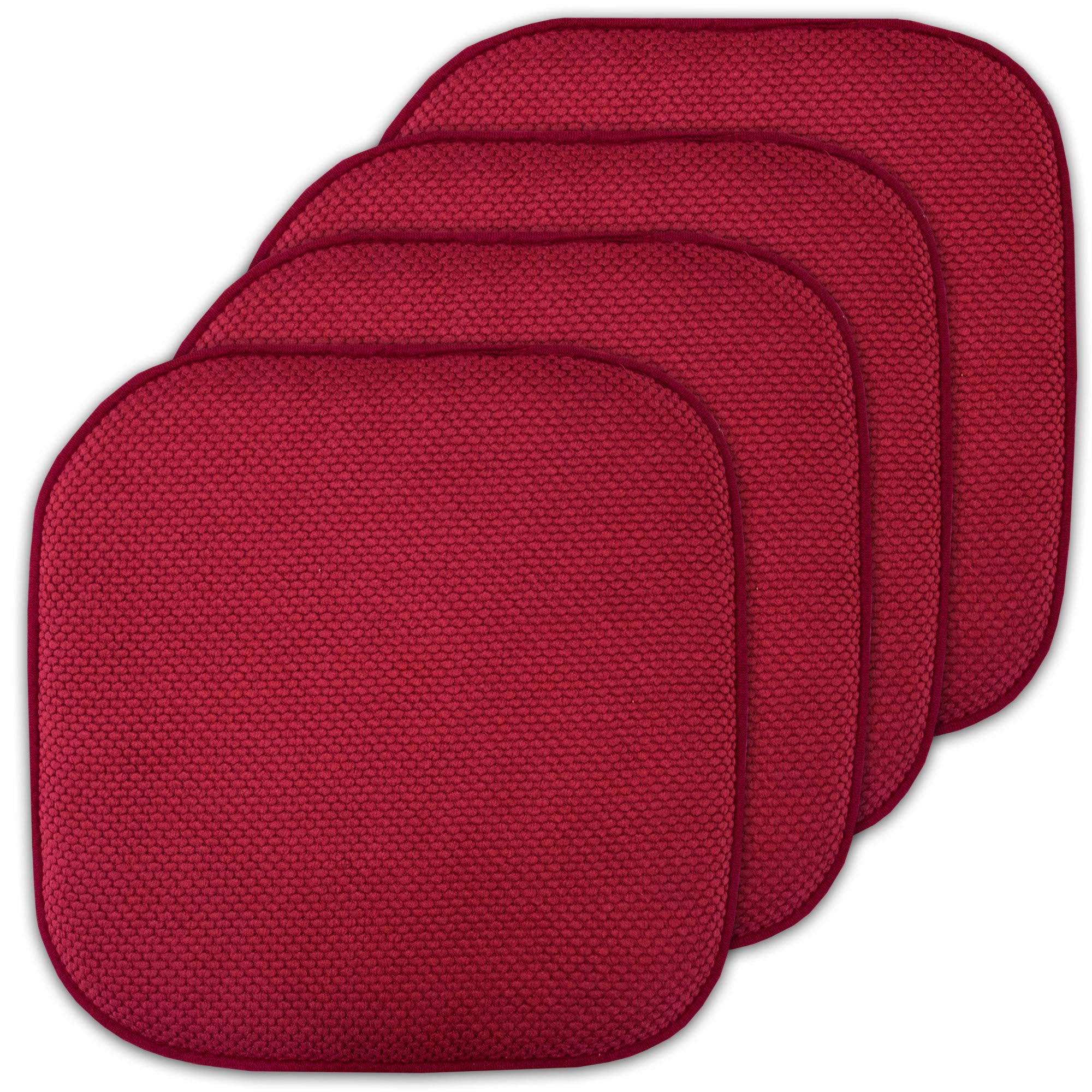 Sweet Home Collection Cushion Memory Foam Chair Pads Honeycomb Nonslip Back Seat Cover 16'' X 16'' 4 Pack Red