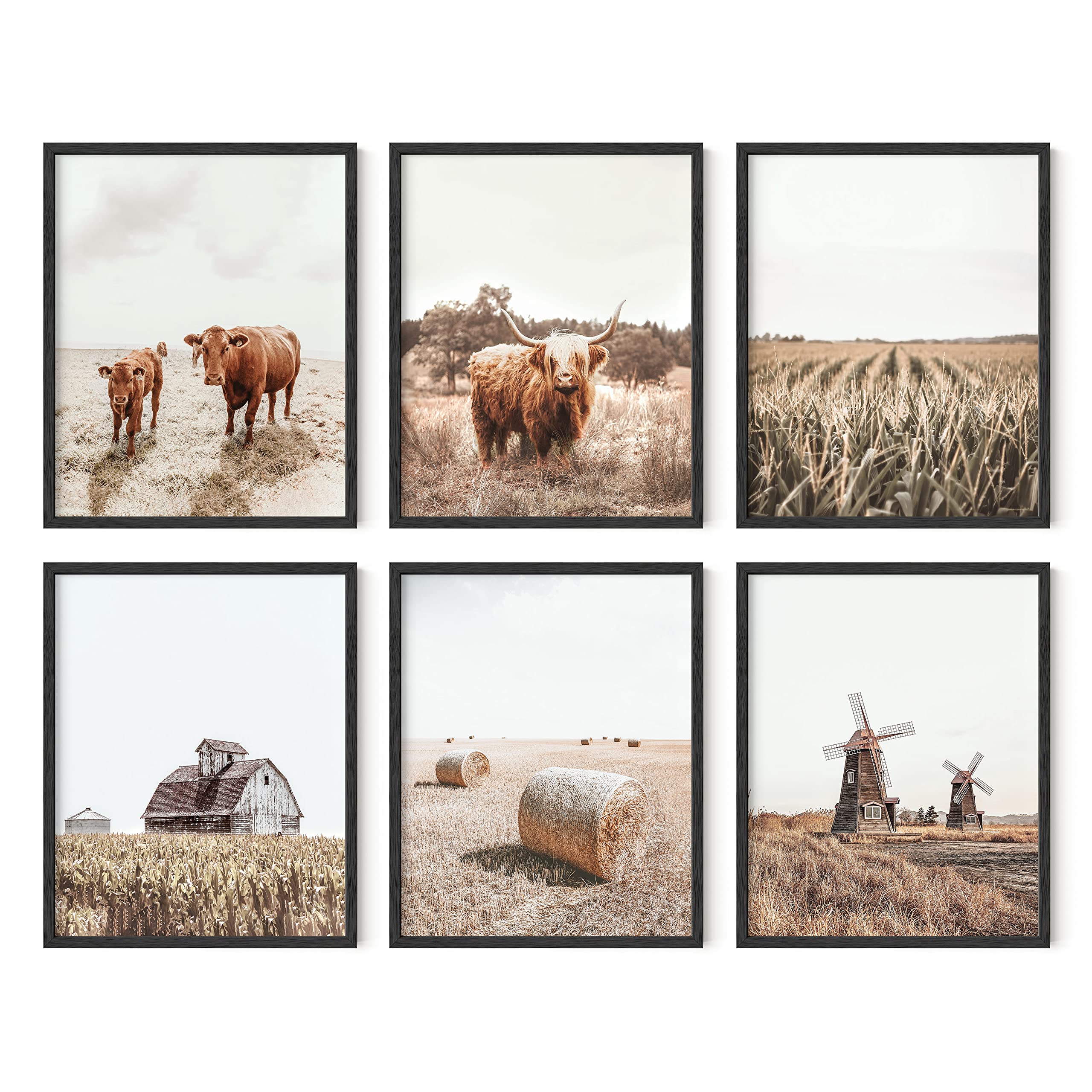 Haus And Hues Highland Cow Art And Farmhouse Wall Decor - Unframed Cow Painting And Prints, Farm Pictures