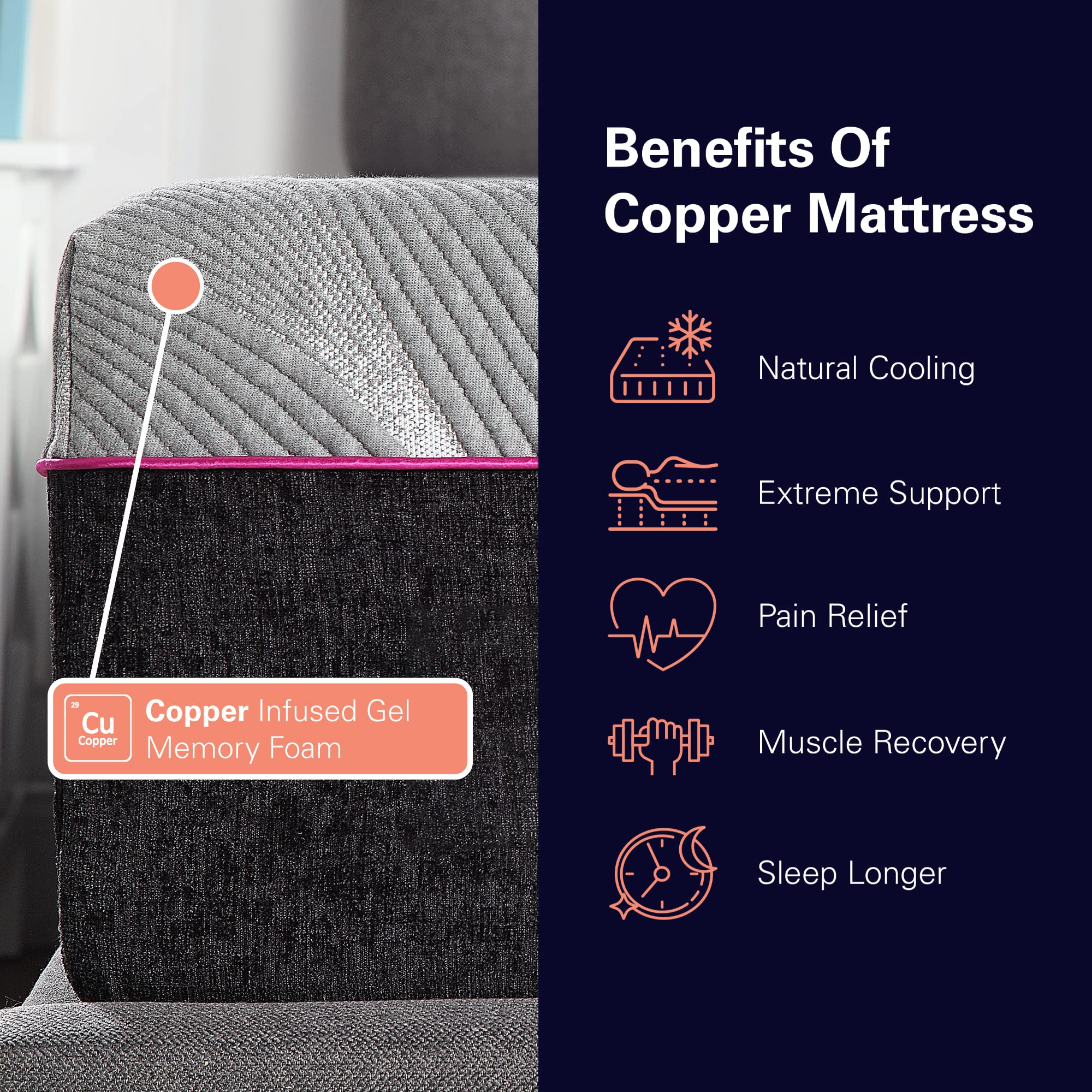 Bridgevine Home 11 Inch Talalay Latex Memory Foam Mattress, Anti-Inflammatory Copper Infused Memory Foam Technology, Adaptive Sl