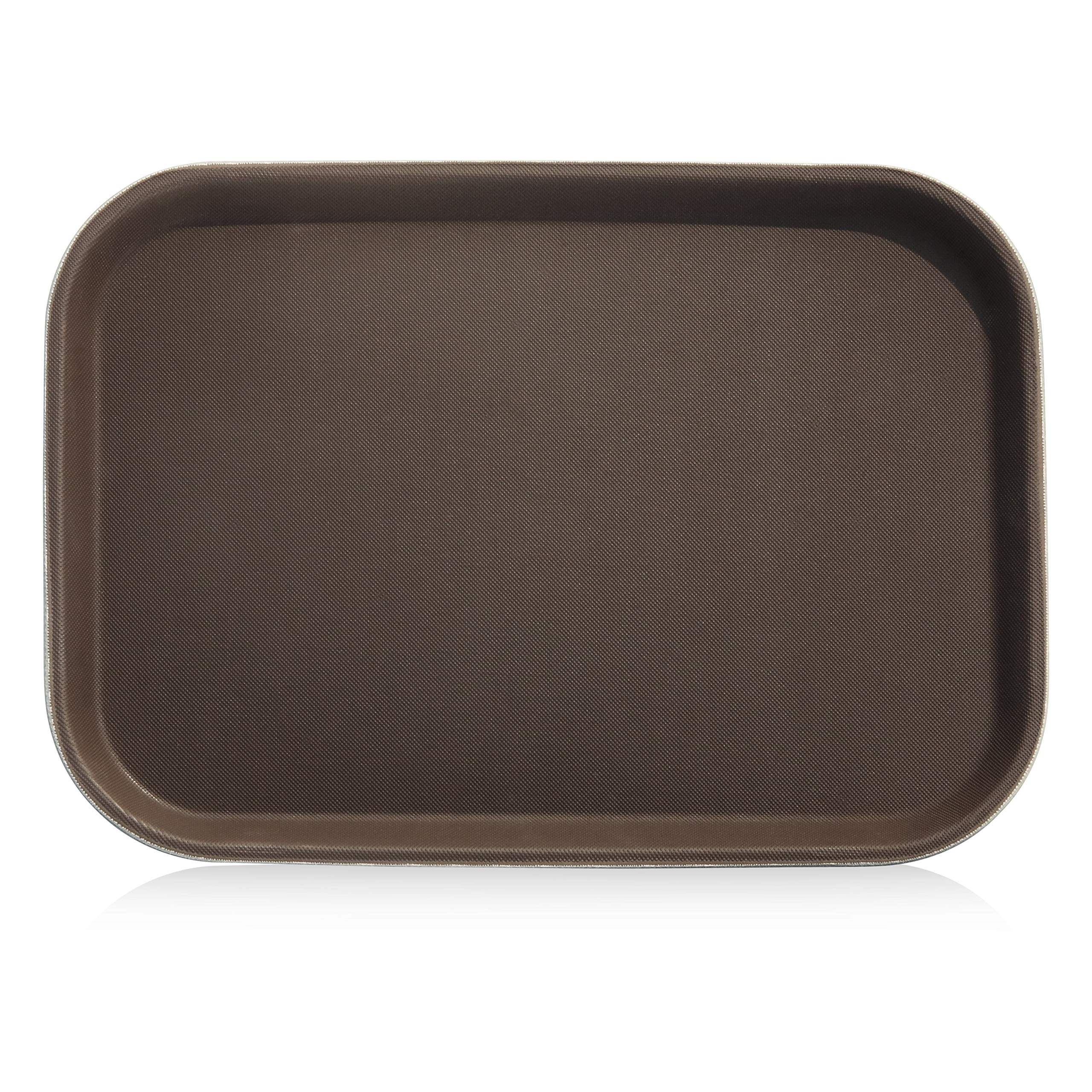 New Star Foodservice 24883 Restaurant Grade Non-Slip Tray, Plastic, Rubber Lined, Rectangular, 10-Inch X 14-Inch, Brown