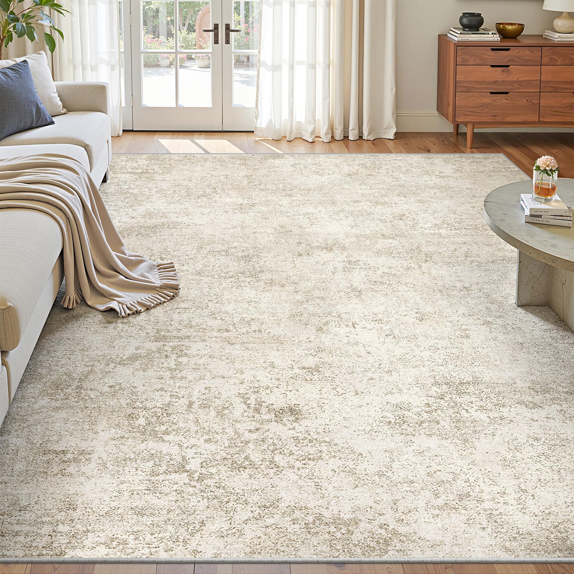 Art&Tuft Washable Rug, Anti-Slip Backing Abstract Area Rugs, Stain Resistant Rugs for Living Room, Foldable Machine Washable Are