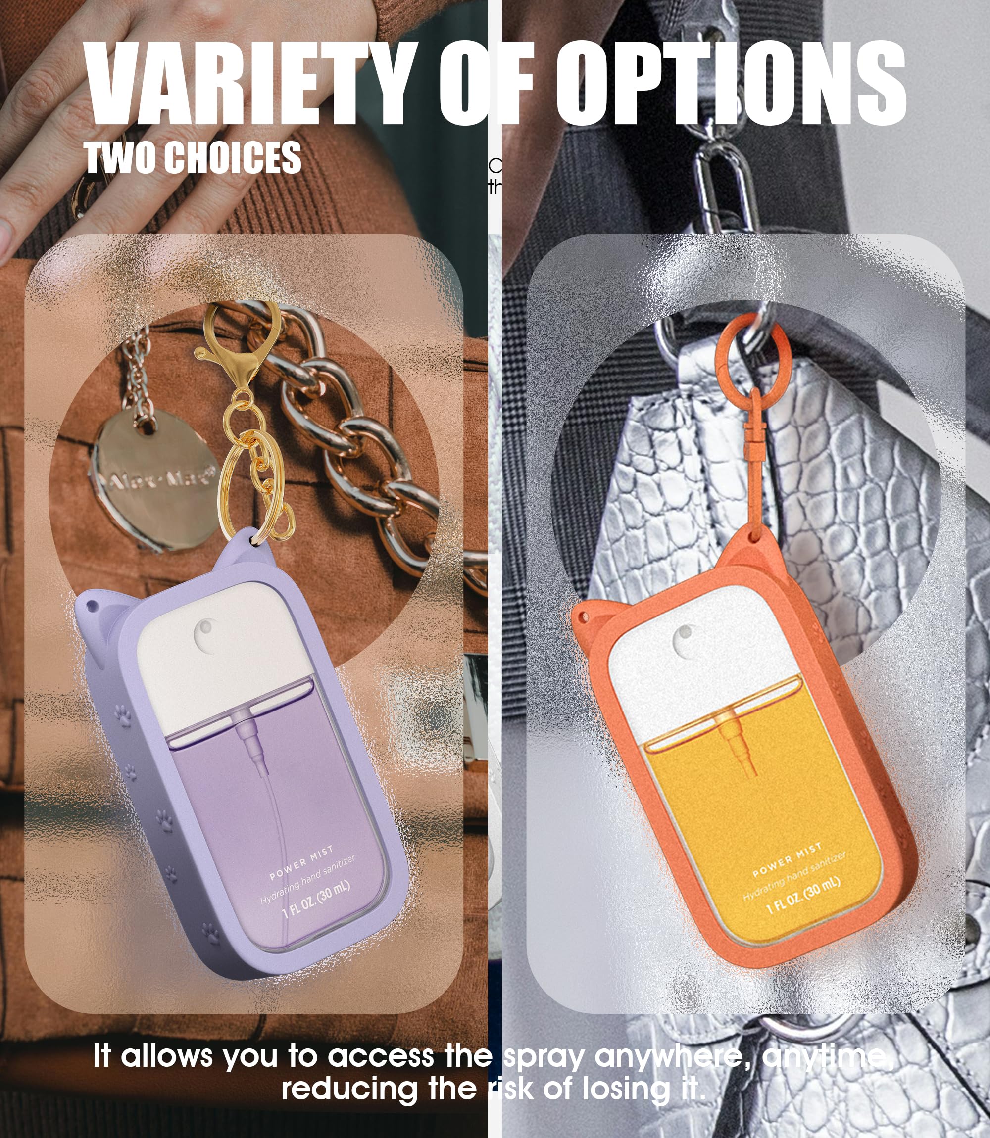 2 Packs Silicone Case Compatible With Touchland Hand Sanitizer Spray (Fit For 1 Fl Oz/30 Ml Ver), Portable Keychain Cute Color E