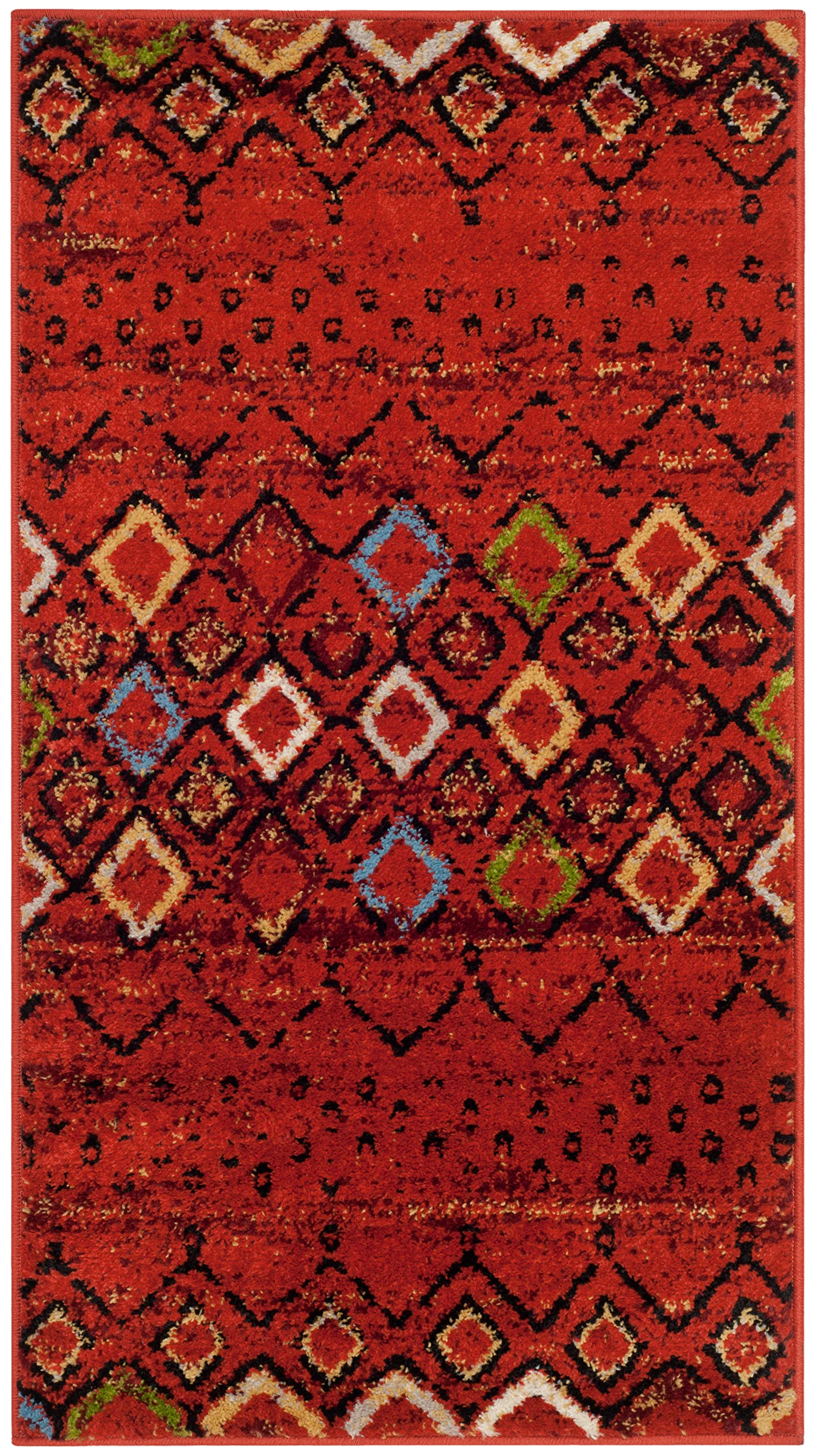 SAFAVIEH Amsterdam Collection Accent Rug - 23 x 4, Terracotta & Multi, Moroccan Boho Design, Non-Shedding & Easy Care, Ideal f