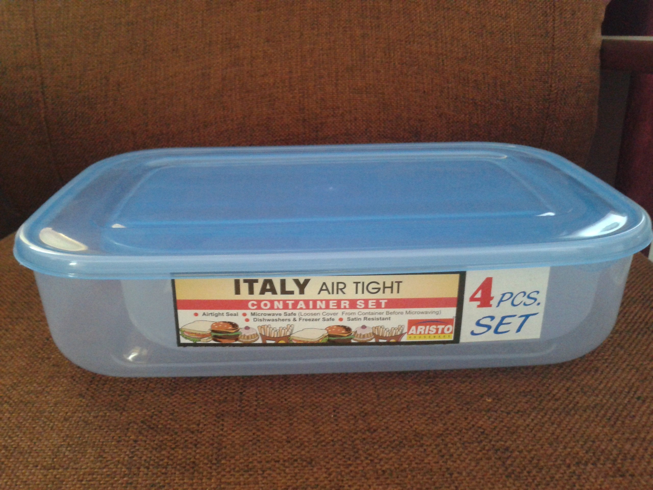 Aristroplast Italy Plastic Storage Container 4 Pcs Set, Transparent Clear (14.5 X 9.6 X 4.4Cm)